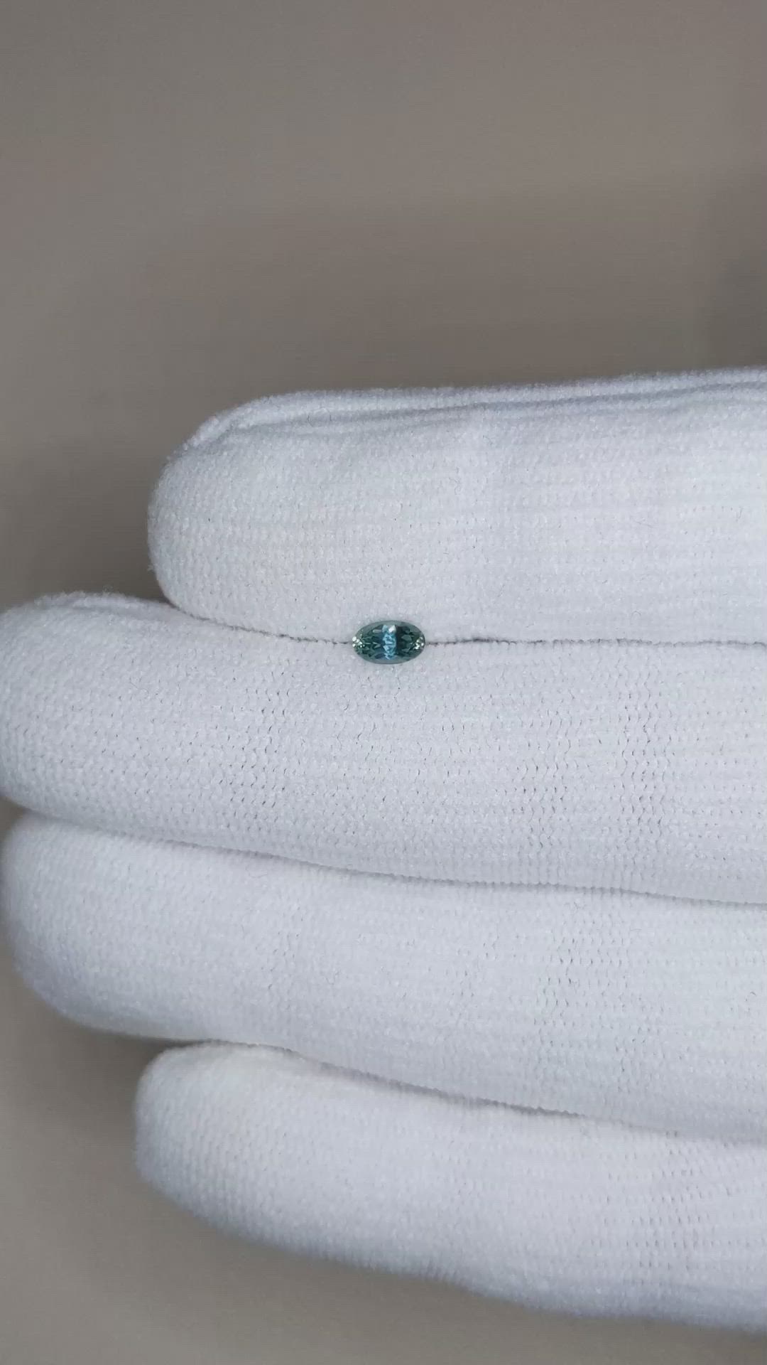 0.27 Ct. Bluish Green Sapphire from Montana Size Video