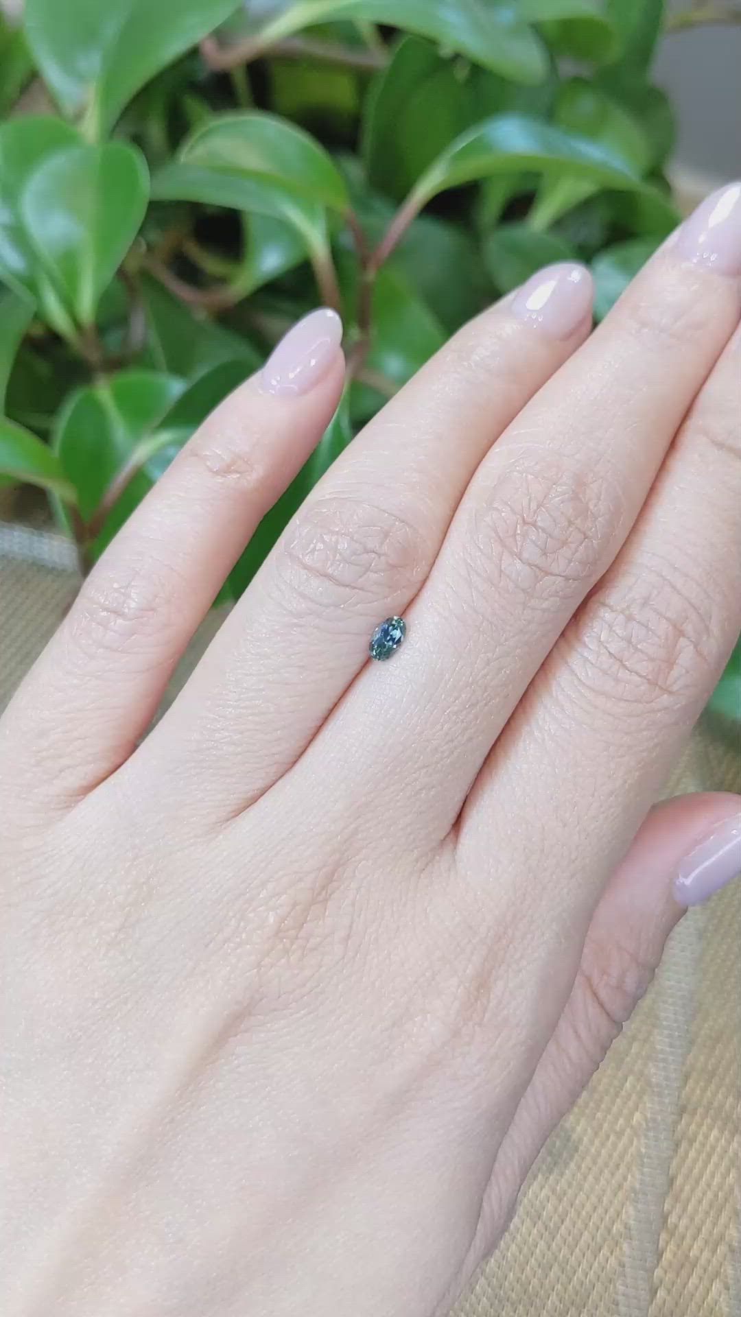 0.27 Ct. Bluish Green Sapphire from Montana Size Video