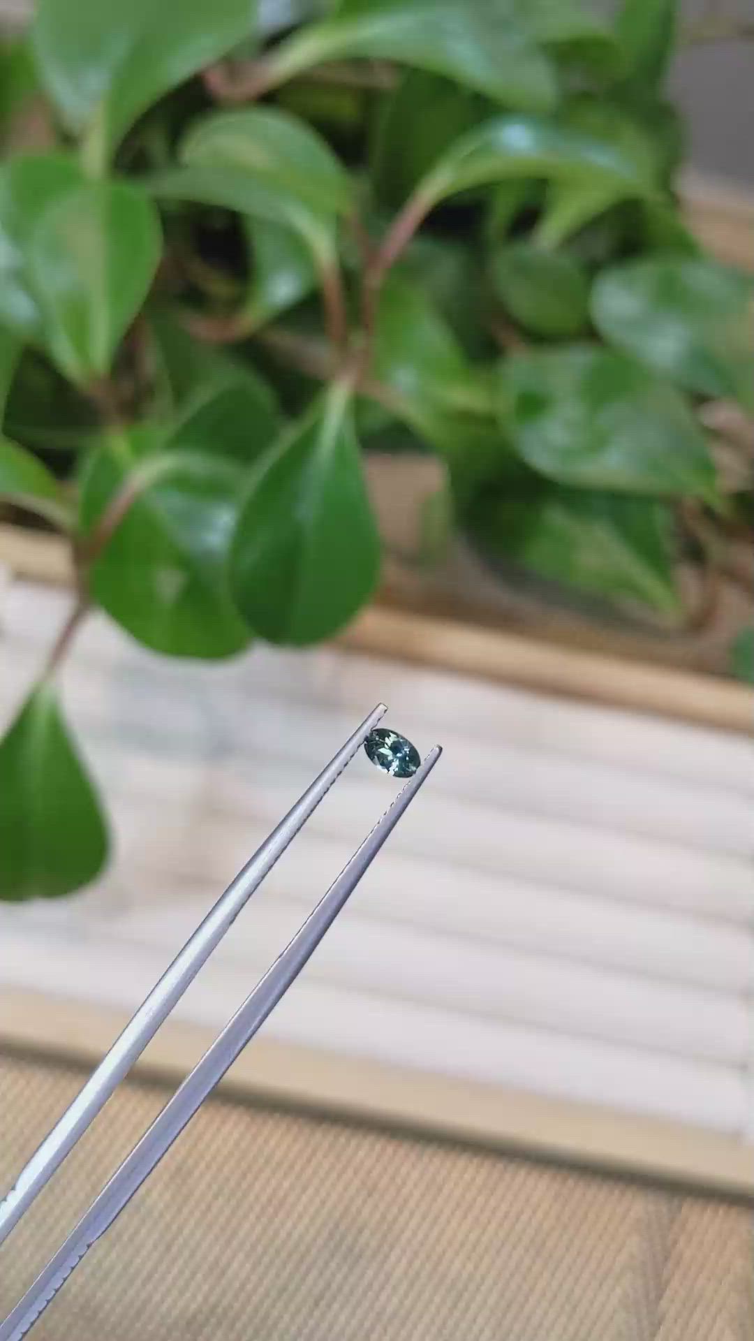 0.28 Ct. Bluish Green Sapphire from Montana Size Video