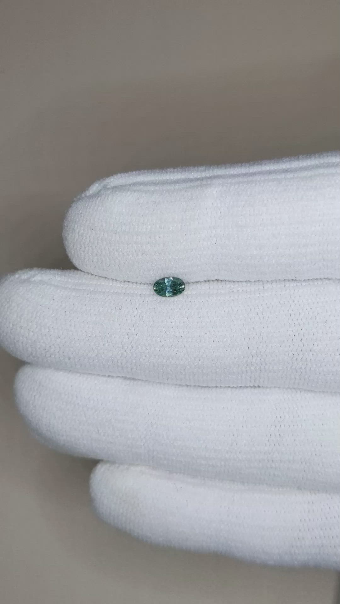 0.28 Ct. Bluish Green Sapphire from Montana Size Video