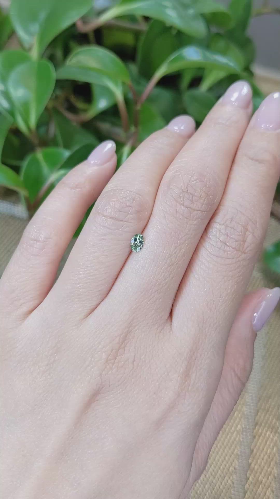 0.28 Ct. Bluish Green Sapphire from Montana Size Video