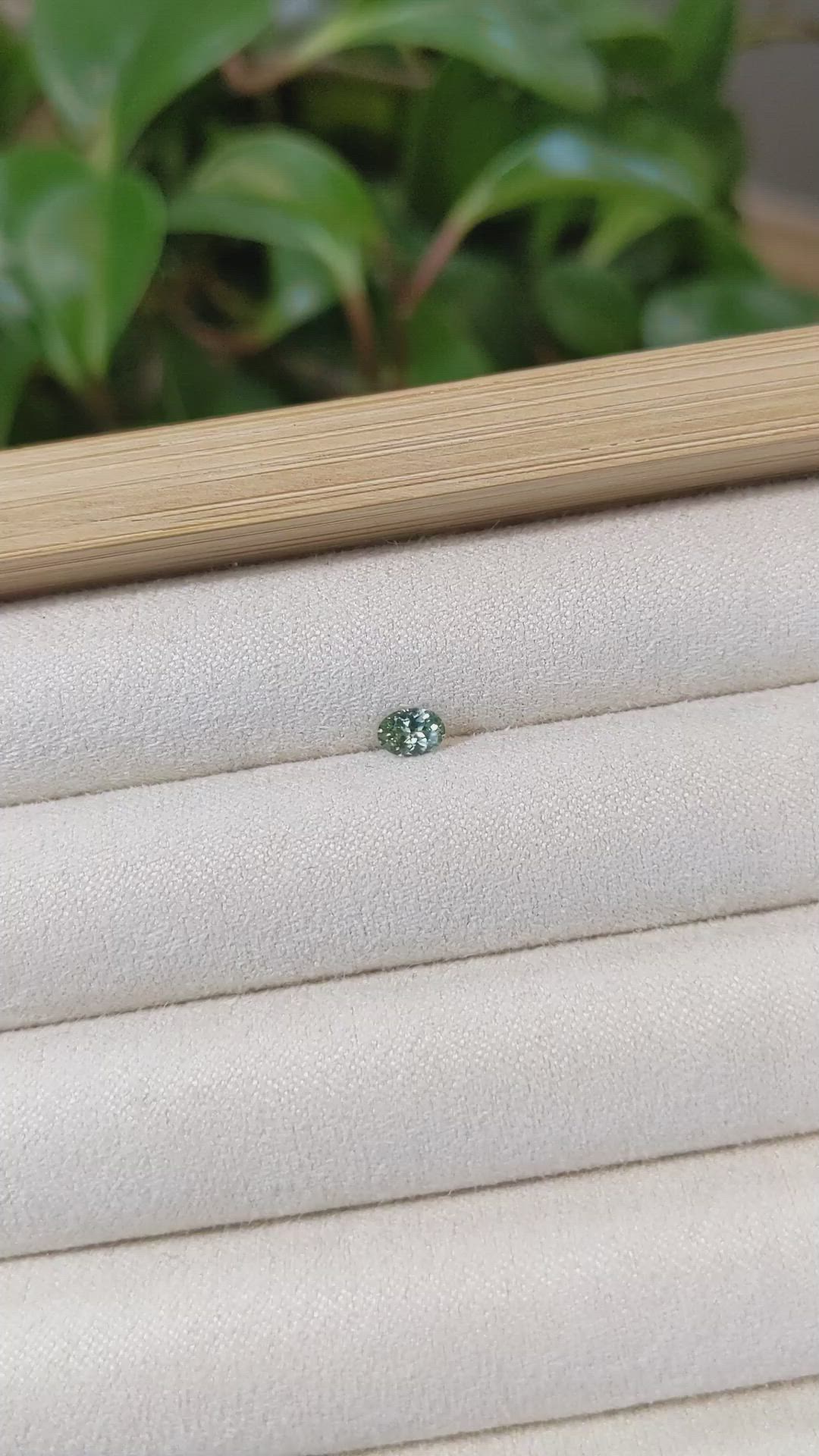 0.28 Ct. Bluish Green Sapphire from Montana Size Video