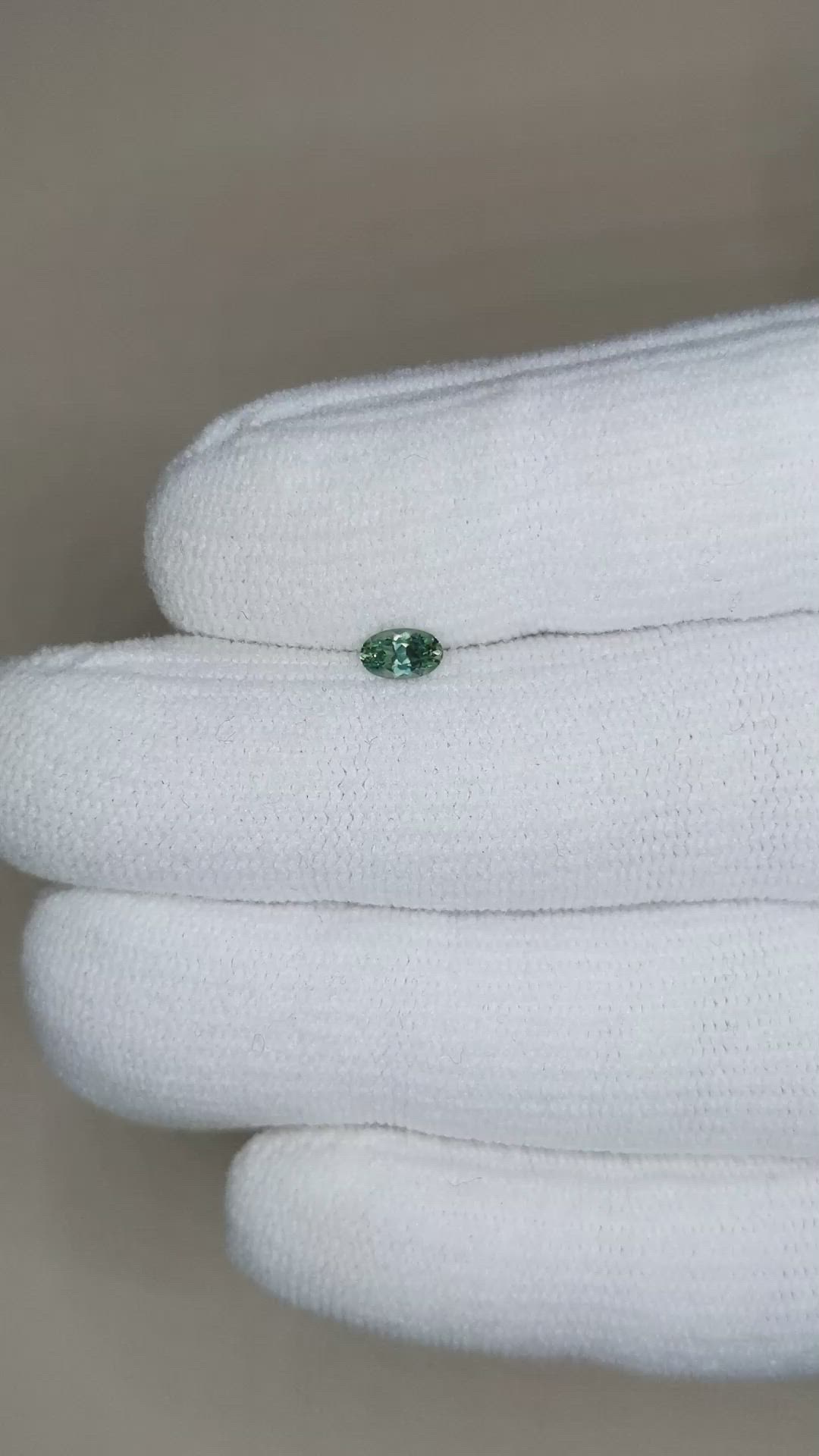 0.28 Ct. Bluish Green Sapphire from Montana Size Video