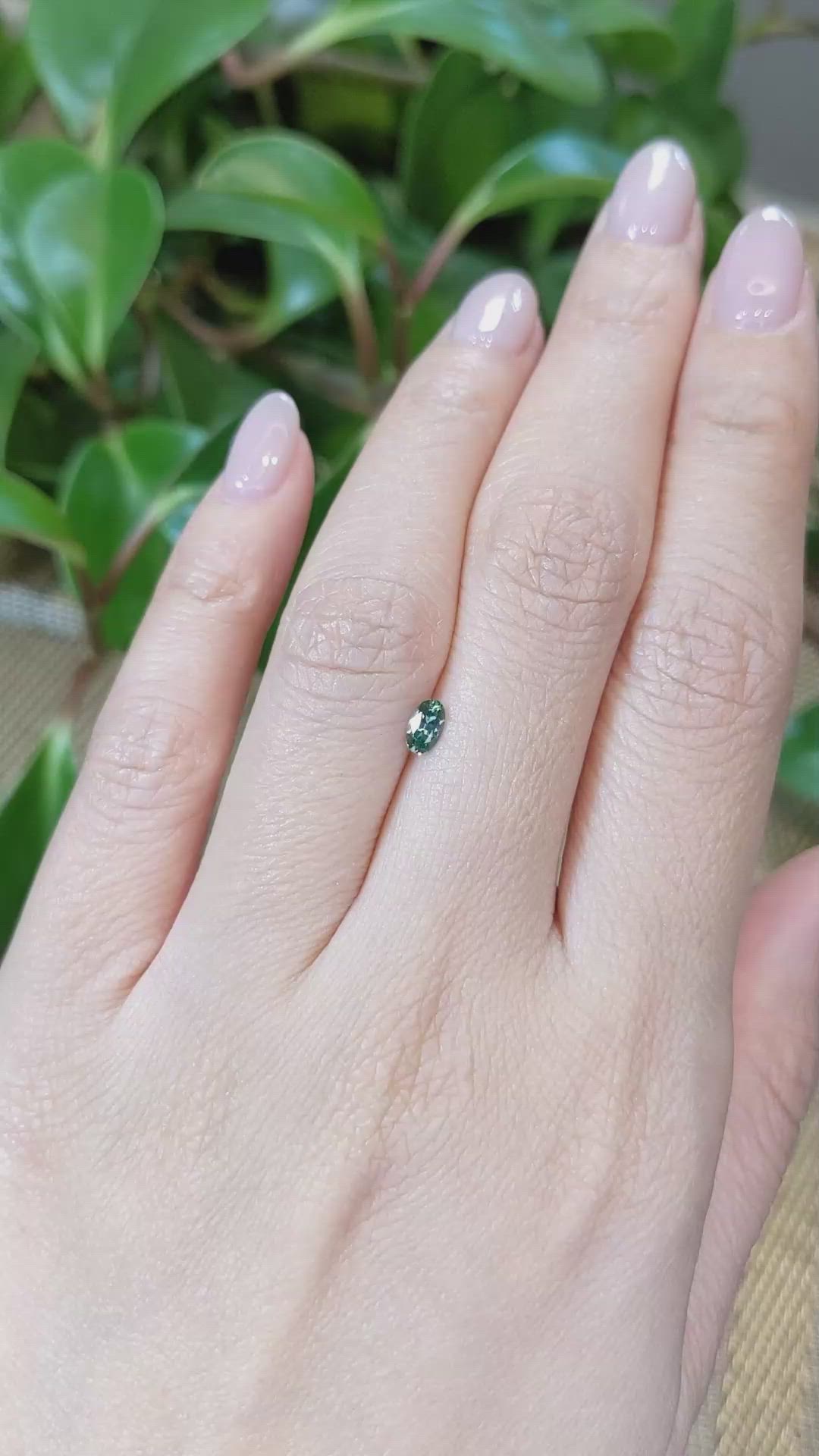 0.28 Ct. Bluish Green Sapphire from Montana Size Video