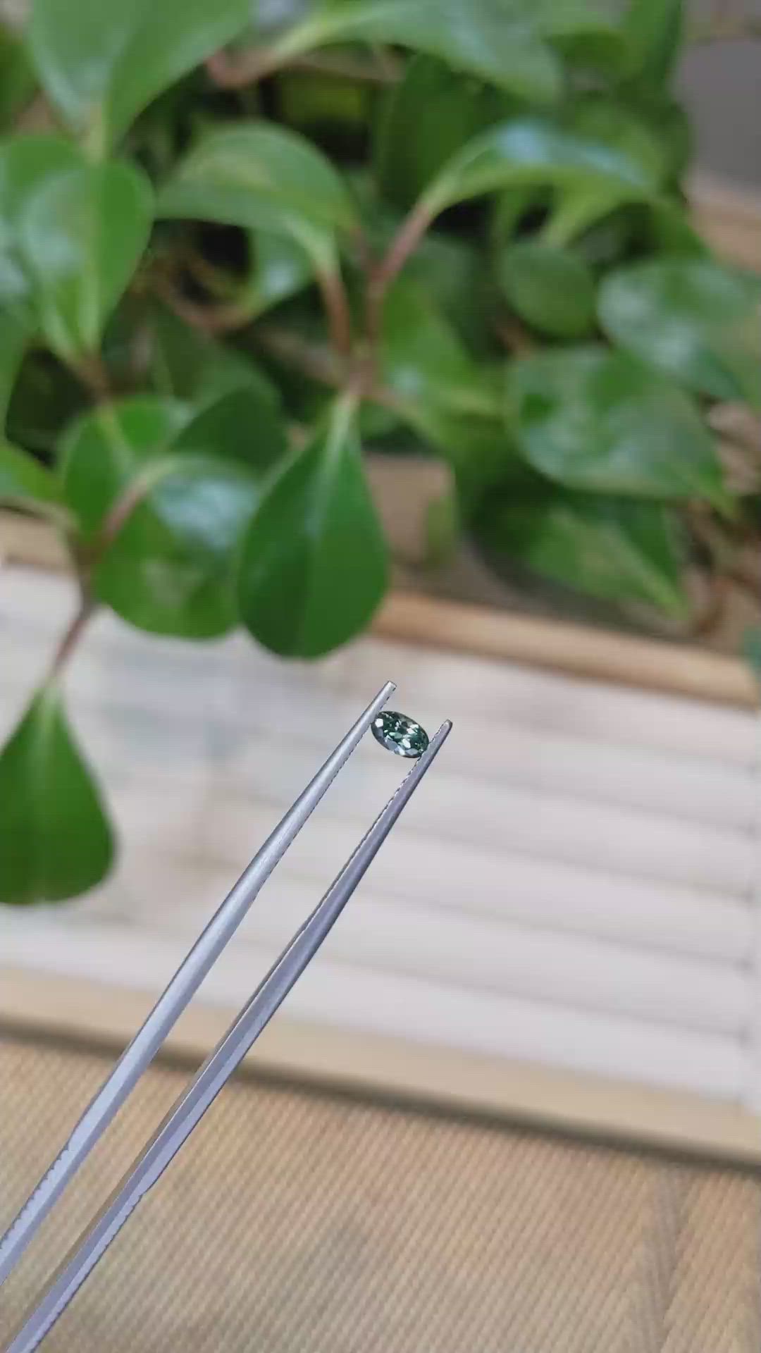 0.28 Ct. Bluish Green Sapphire from Montana Size Video