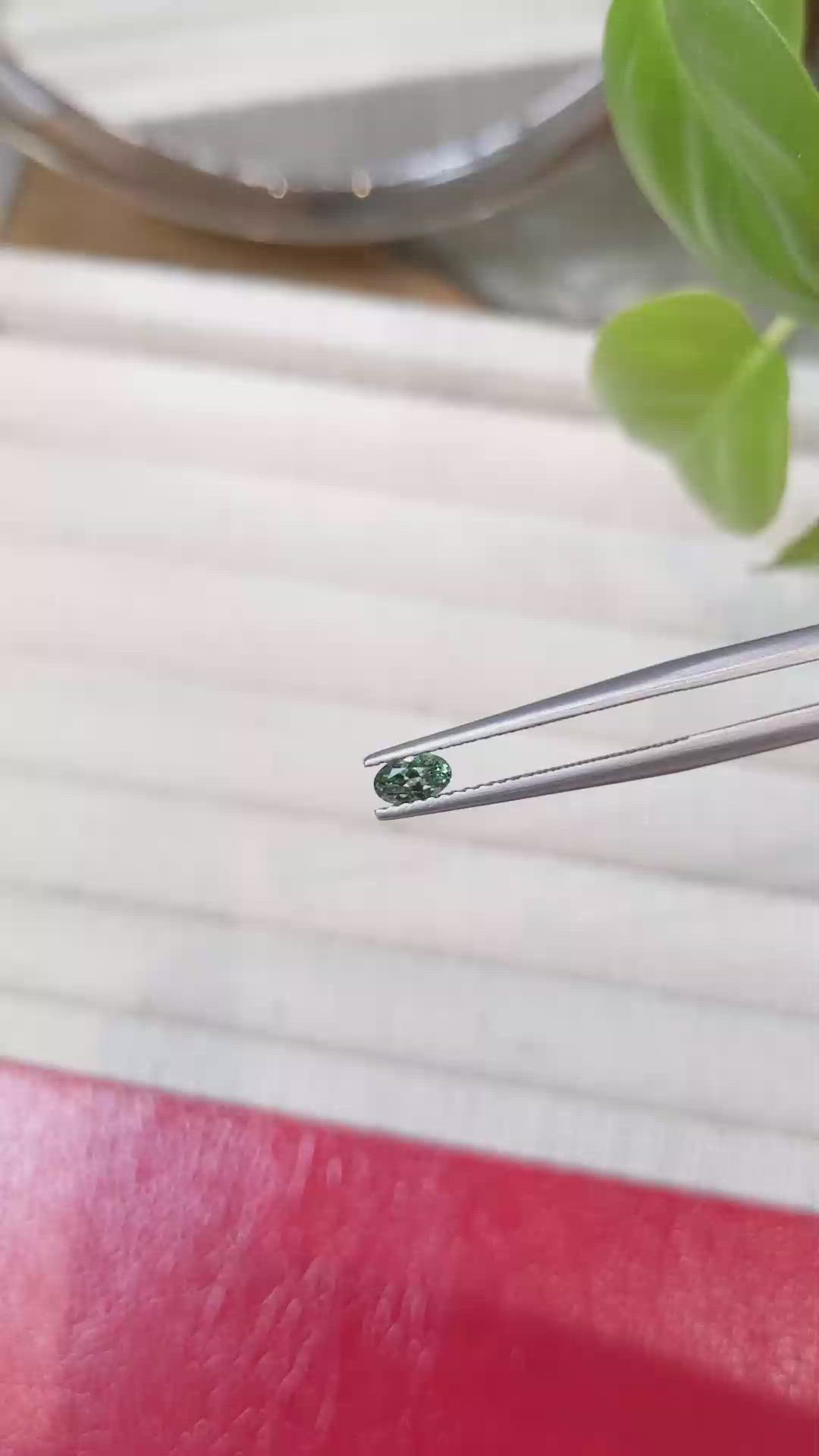 0.30 Ct. Green Sapphire from Montana Size Video