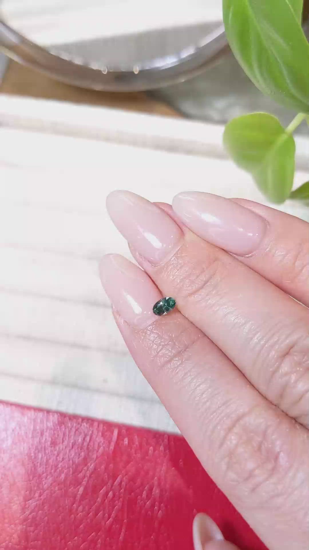 0.30 Ct. Bluish Green Sapphire from Montana Size Video