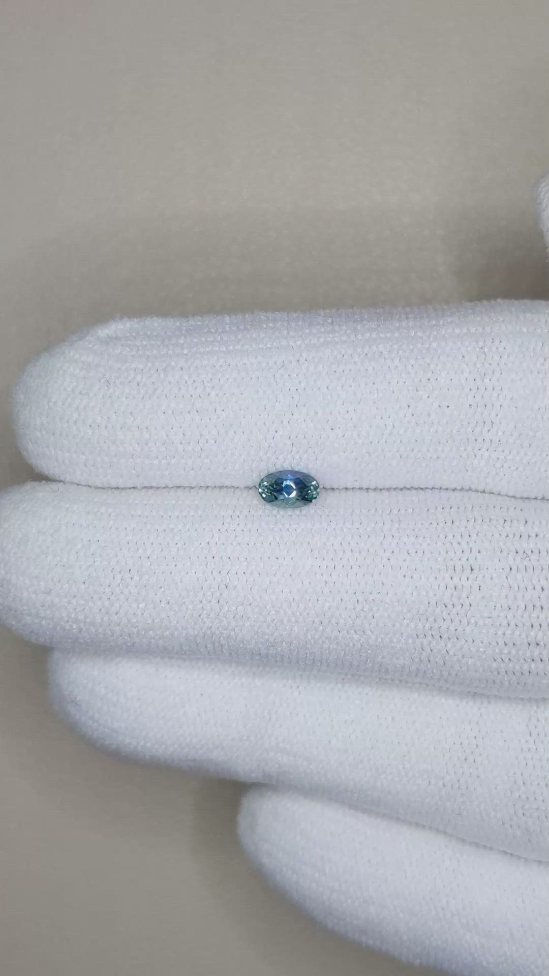 0.30 Ct. Greenish Blue Sapphire from Montana Size Video