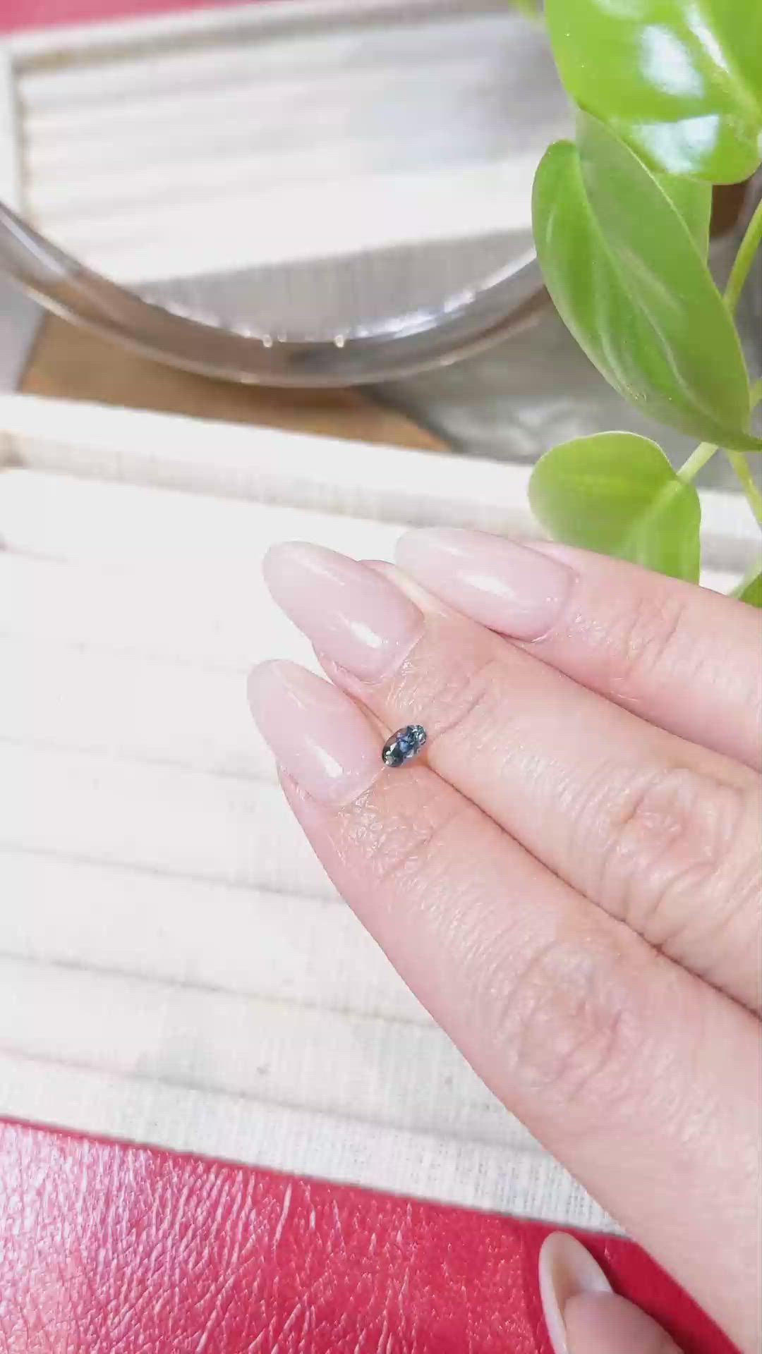 0.30 Ct. Greenish Blue Sapphire from Montana Size Video
