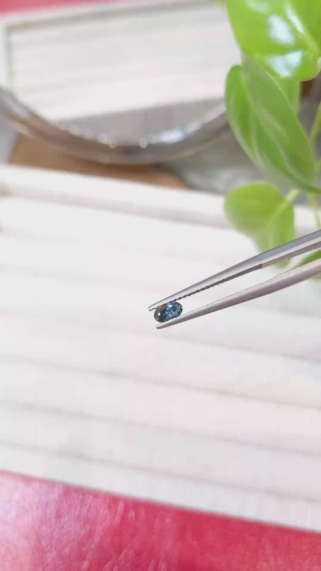 0.30 Ct. Greenish Blue Sapphire from Montana Size Video