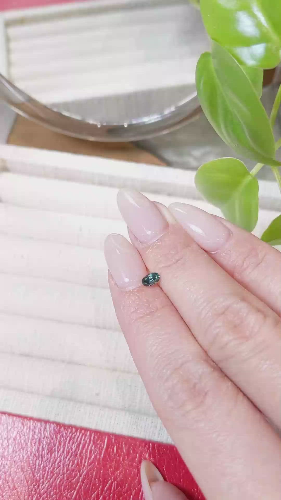 0.33 Ct. Bluish Green Sapphire from Montana Size Video