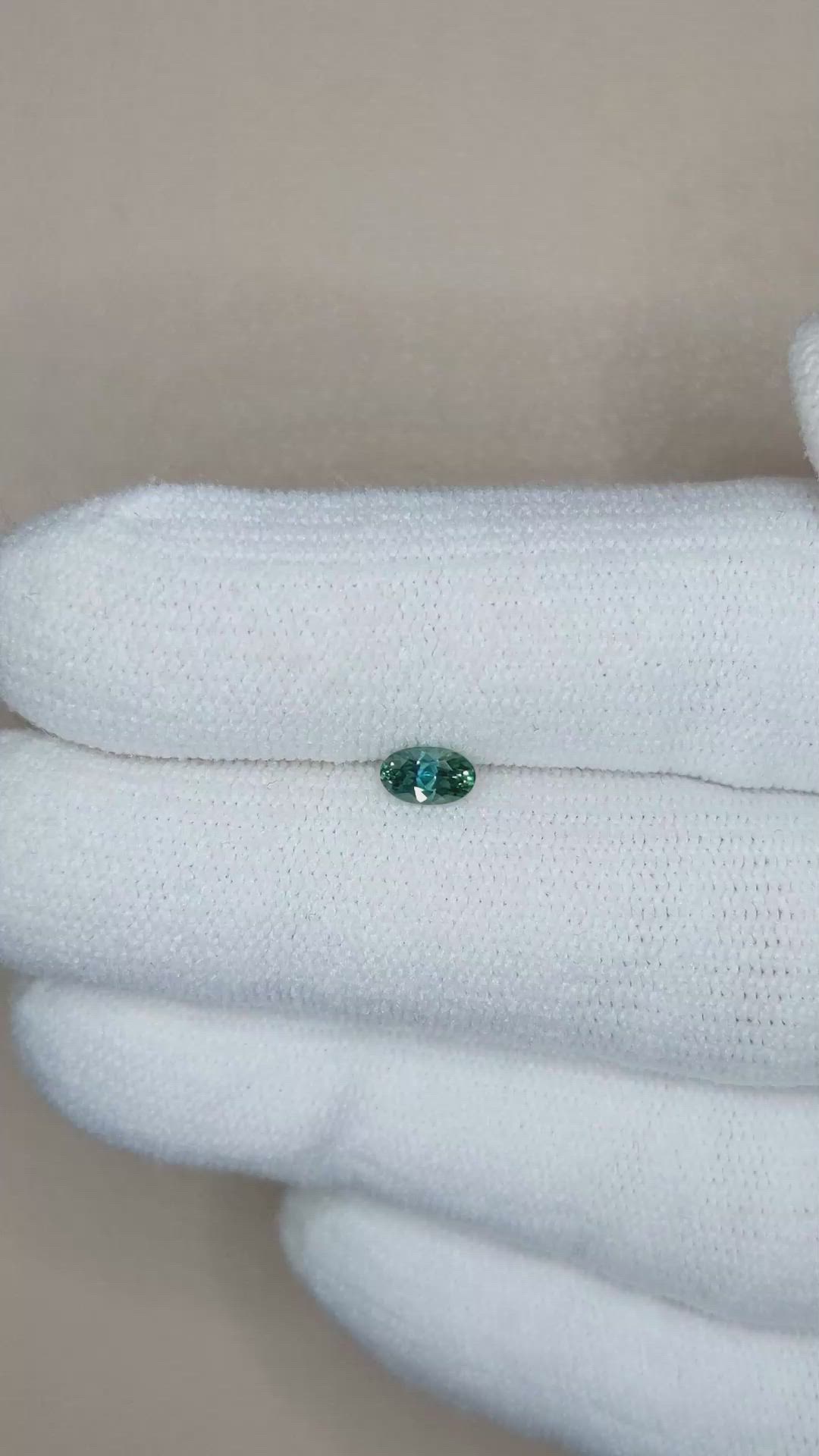 0.33 Ct. Bluish Green Sapphire from Montana Size Video