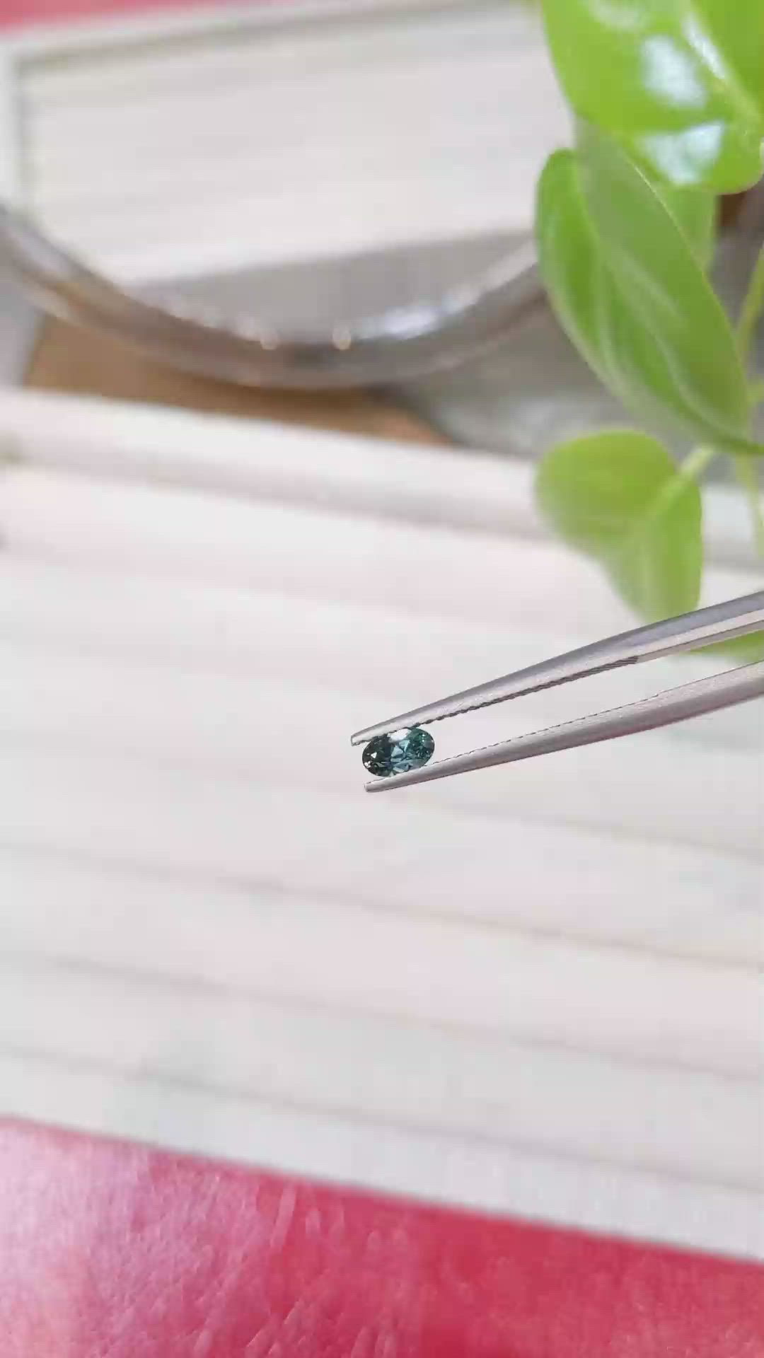 0.33 Ct. Bluish Green Sapphire from Montana Size Video