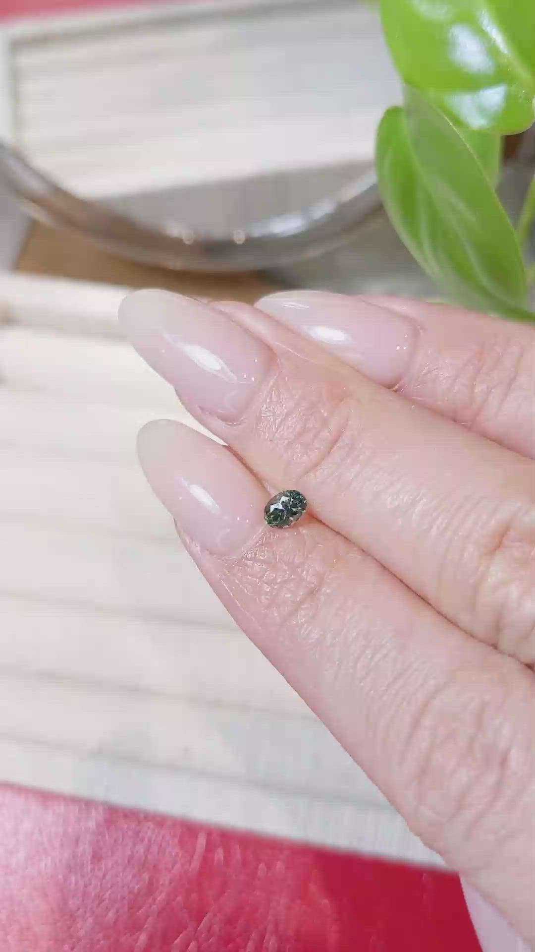 0.33 Ct. Bluish Green Sapphire from Montana Size Video