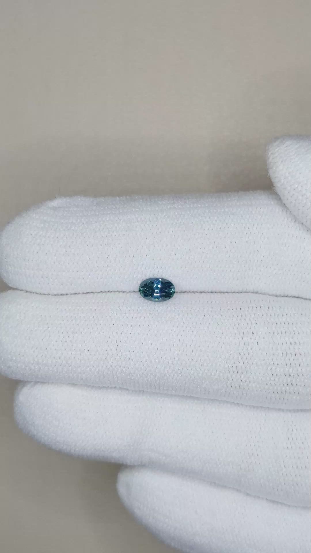 0.34 Ct. Greenish Blue Sapphire from Montana Size Video