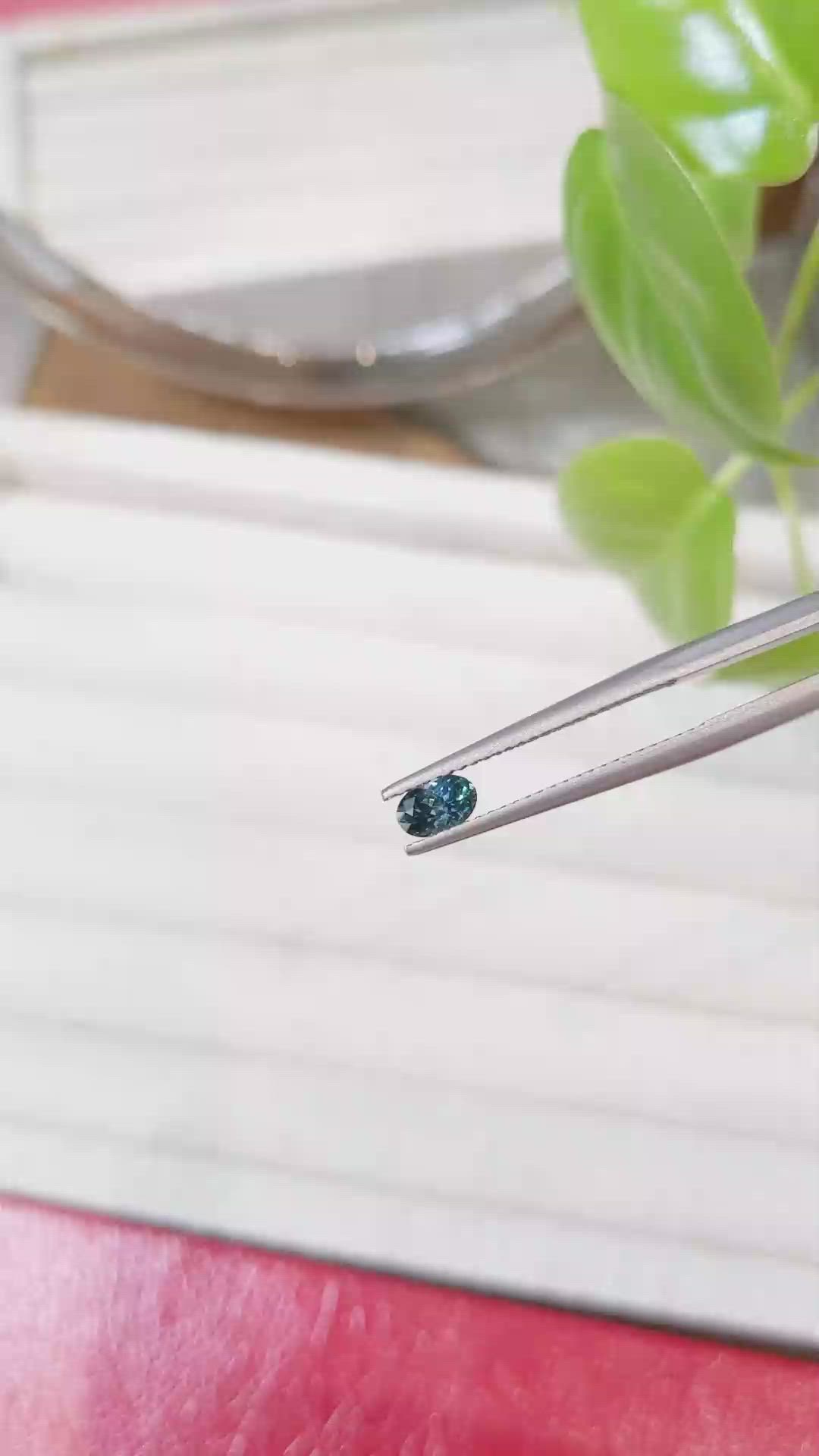 0.34 Ct. Greenish Blue Sapphire from Montana Size Video