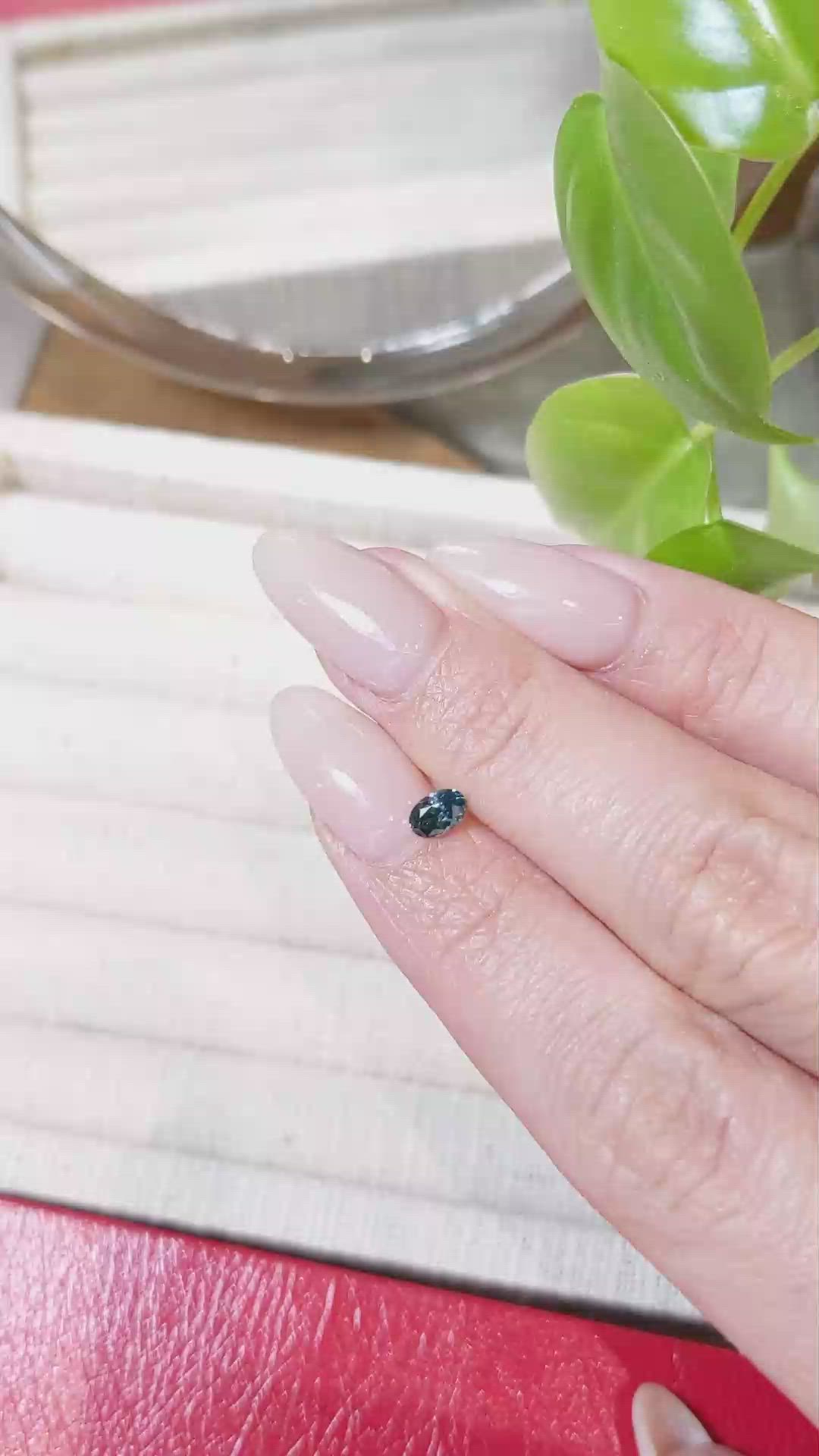 0.34 Ct. Greenish Blue Sapphire from Montana Size Video