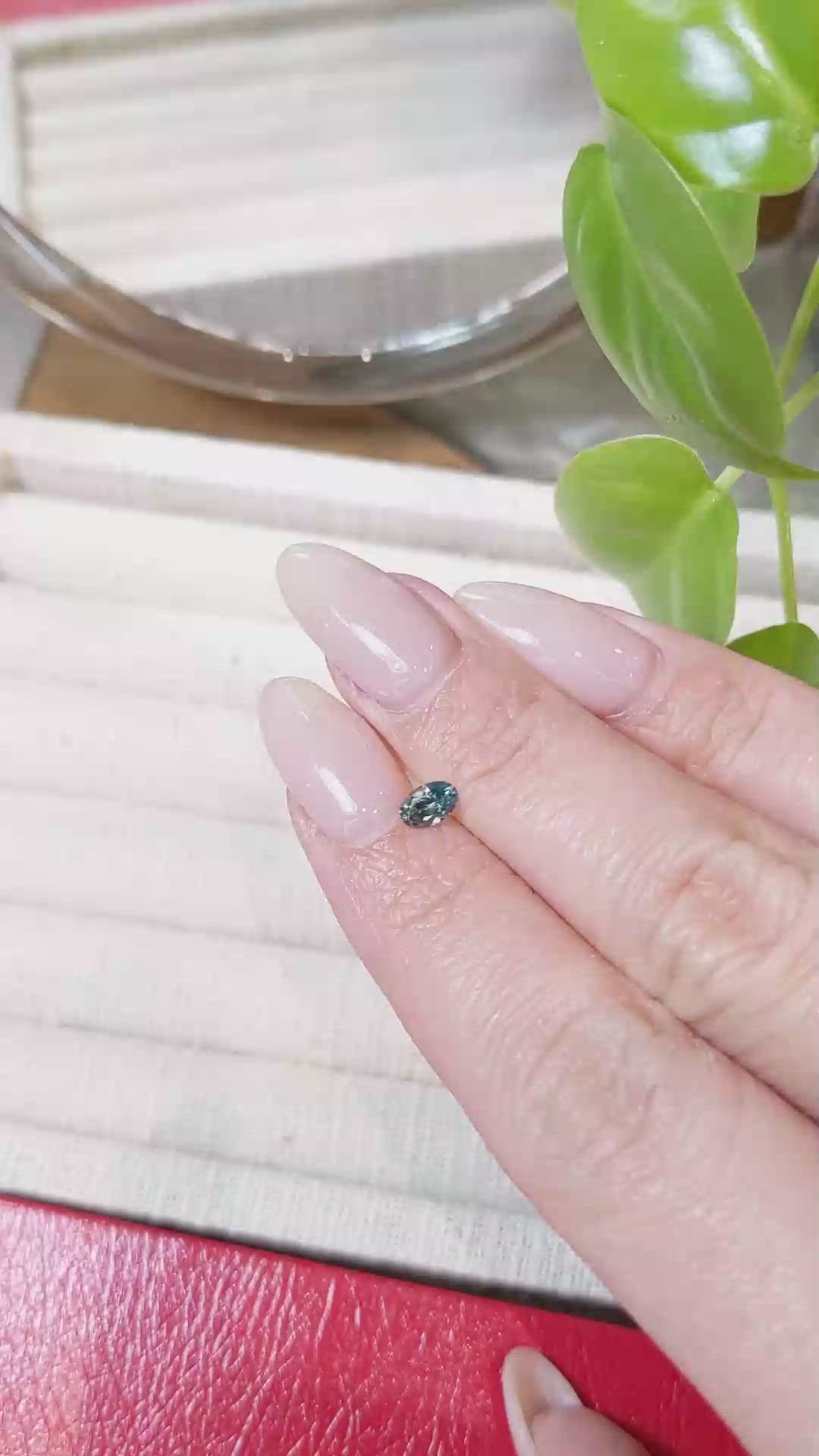 0.36 Ct. Bluish Green Sapphire from Montana Size Video