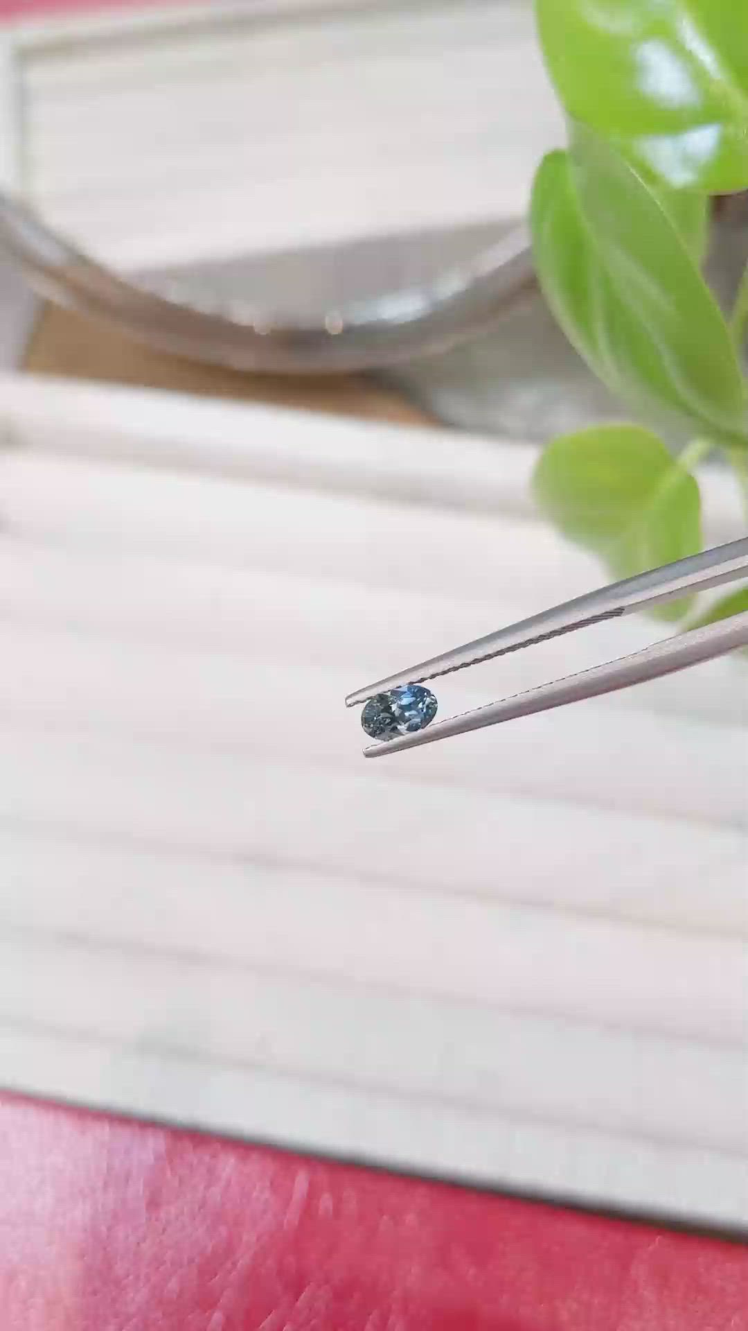 0.36 Ct. Bluish Green Sapphire from Montana Size Video