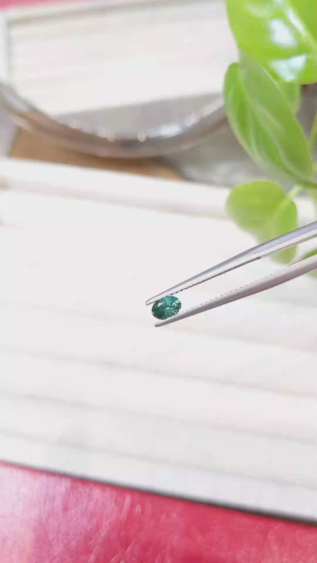 0.36 Ct. Bluish Green Sapphire from Montana Size Video