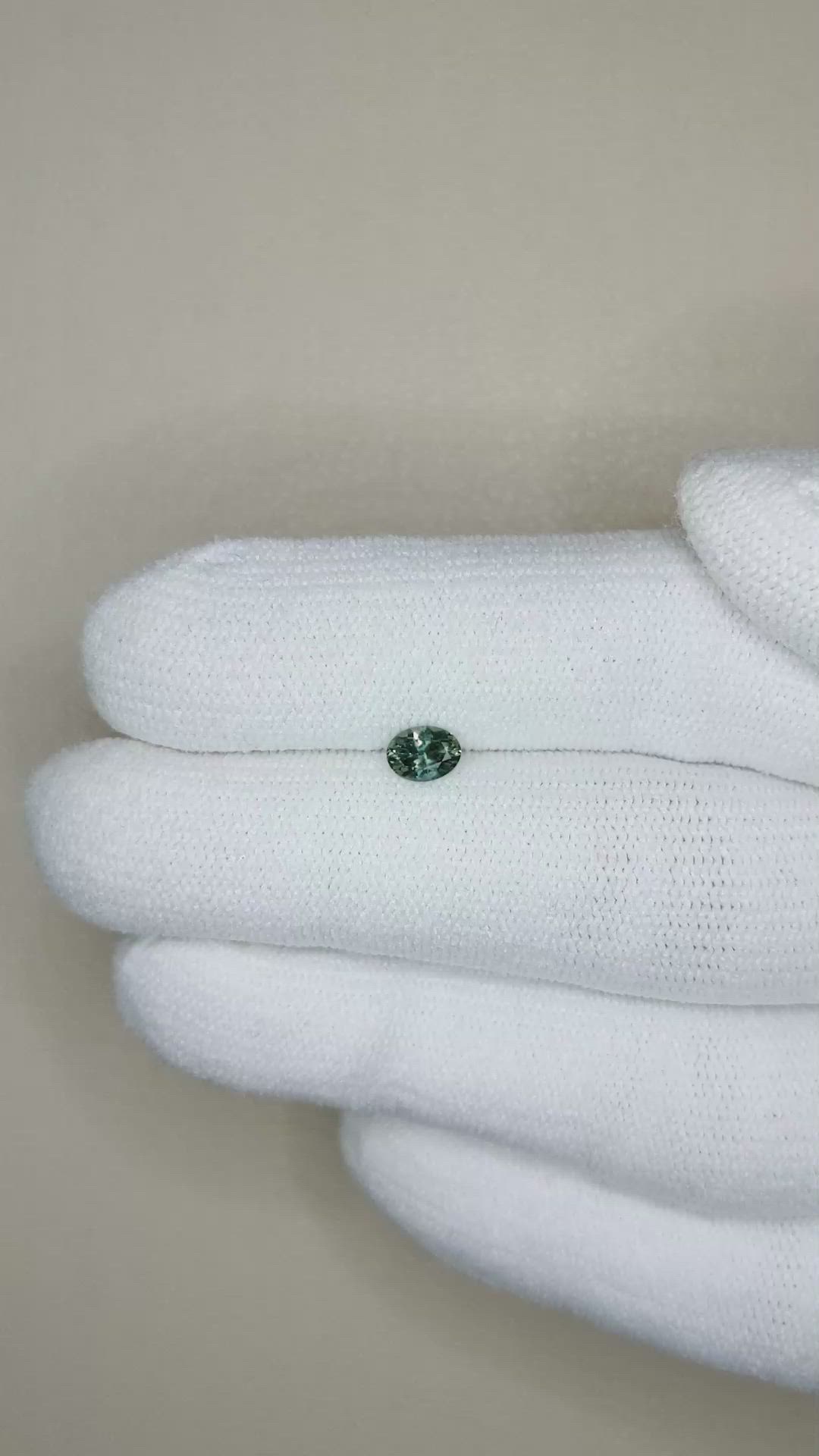 0.37 Ct. Bluish Green Sapphire from Montana Size Video