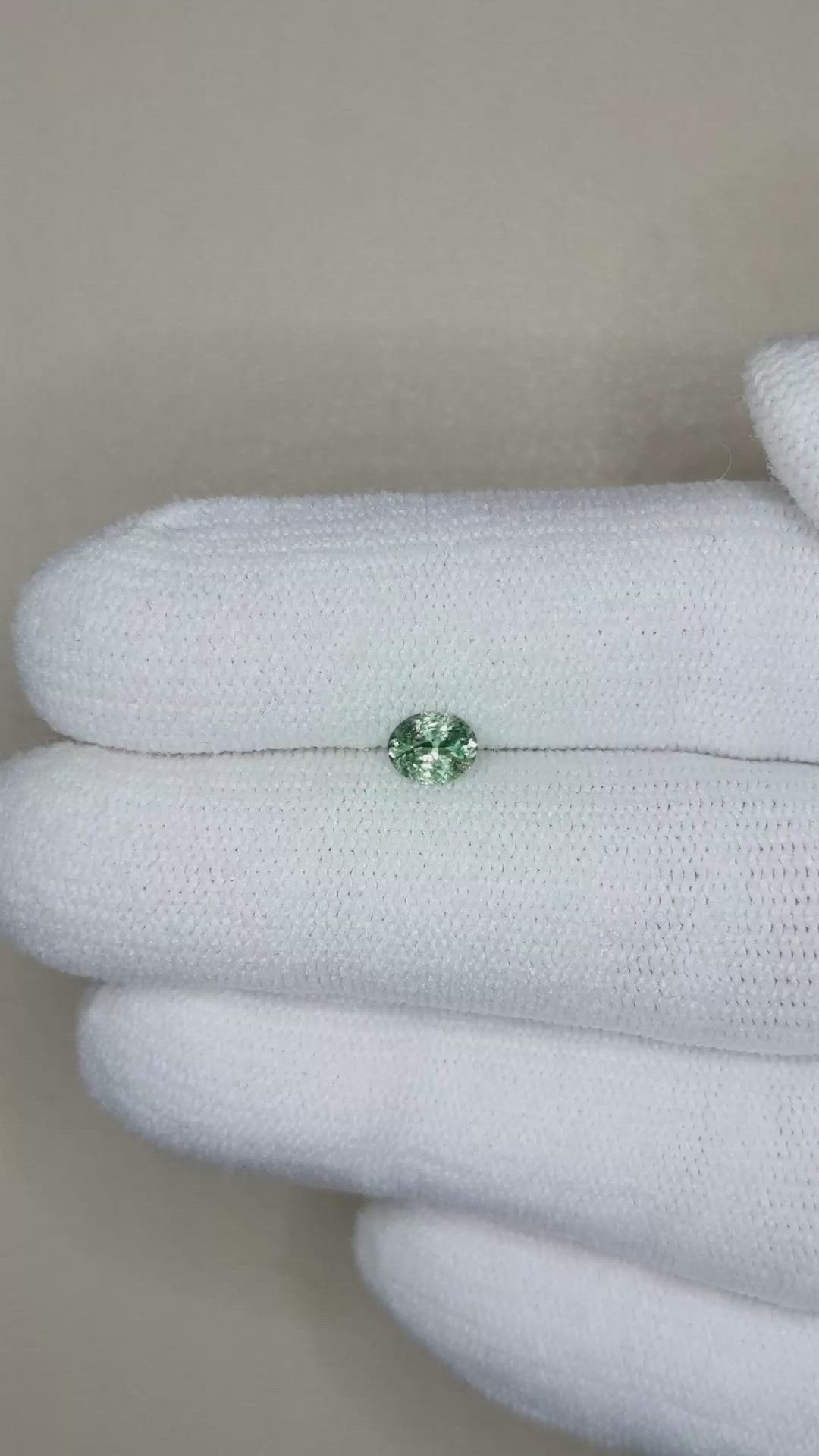 0.37 Ct. Green Sapphire from Montana Size Video