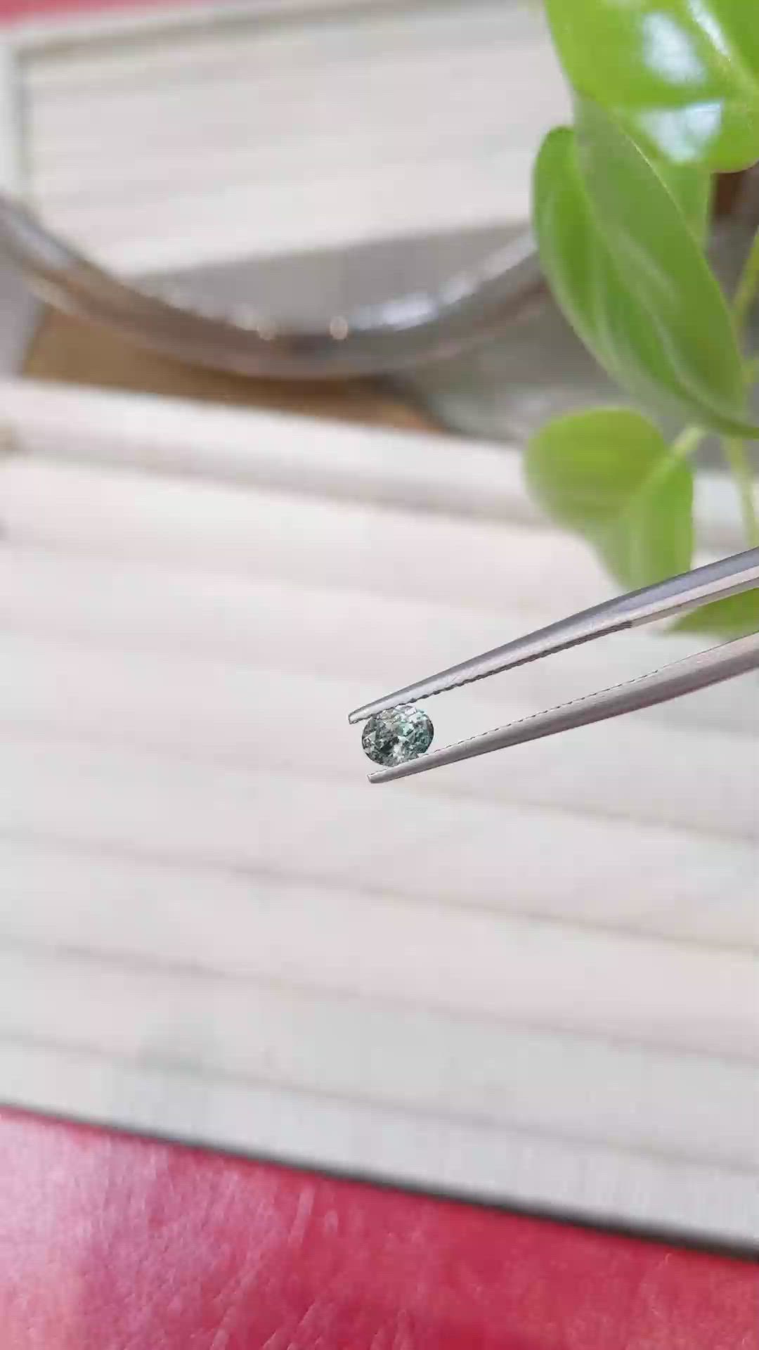 0.37 Ct. Green Sapphire from Montana Size Video