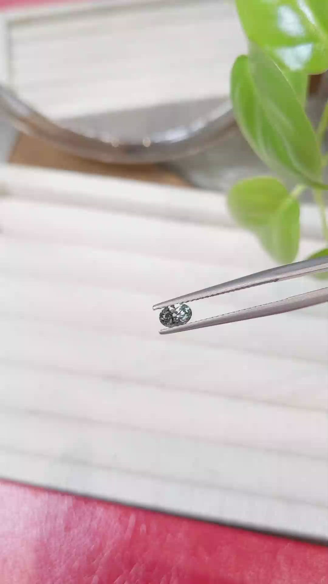 0.38 Ct. Bluish Green Sapphire from Montana Size Video