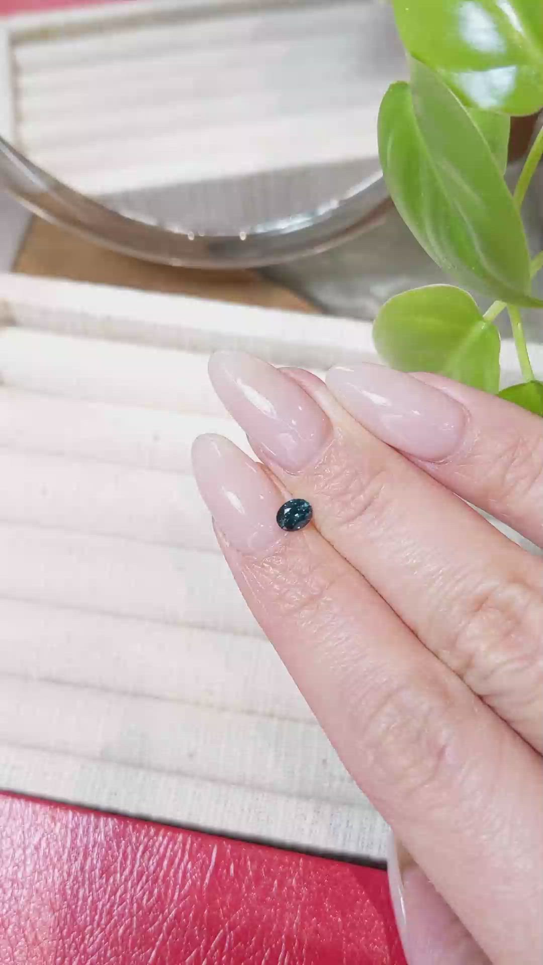 0.39 Ct. Greenish Blue Sapphire from Montana Size Video