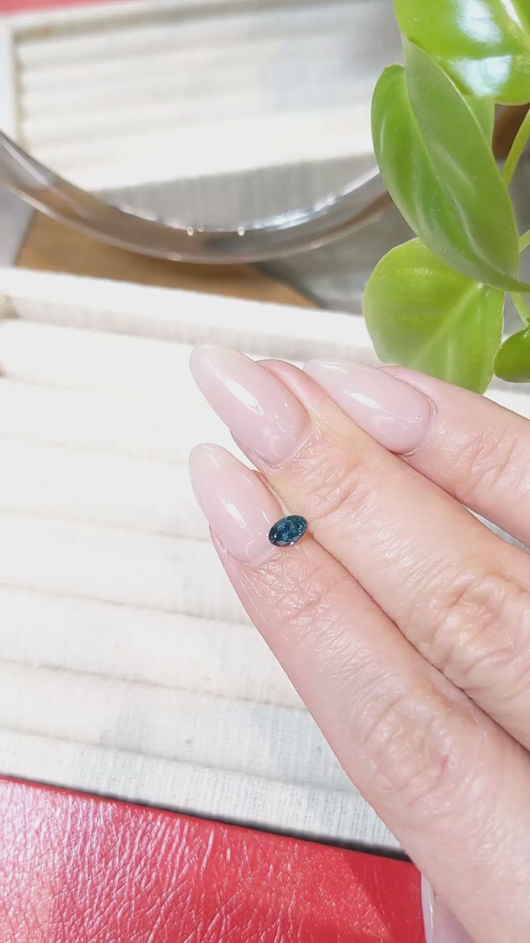 0.39 Ct. Greenish Blue Sapphire from Montana Size Video