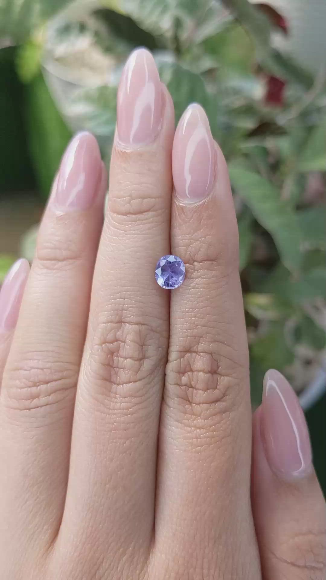 0.97 Ct. Violet Sapphire from Ceylon (Sri Lanka) Size Video