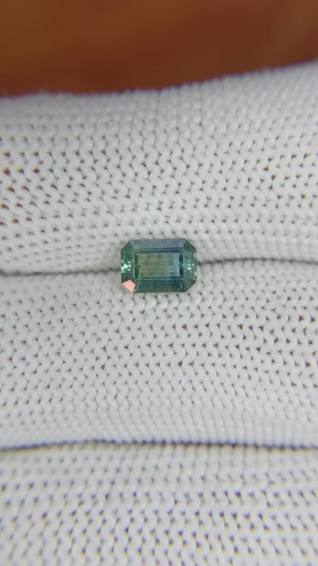 1.03 Ct. Bluish Green Sapphire from Madagascar Size Video