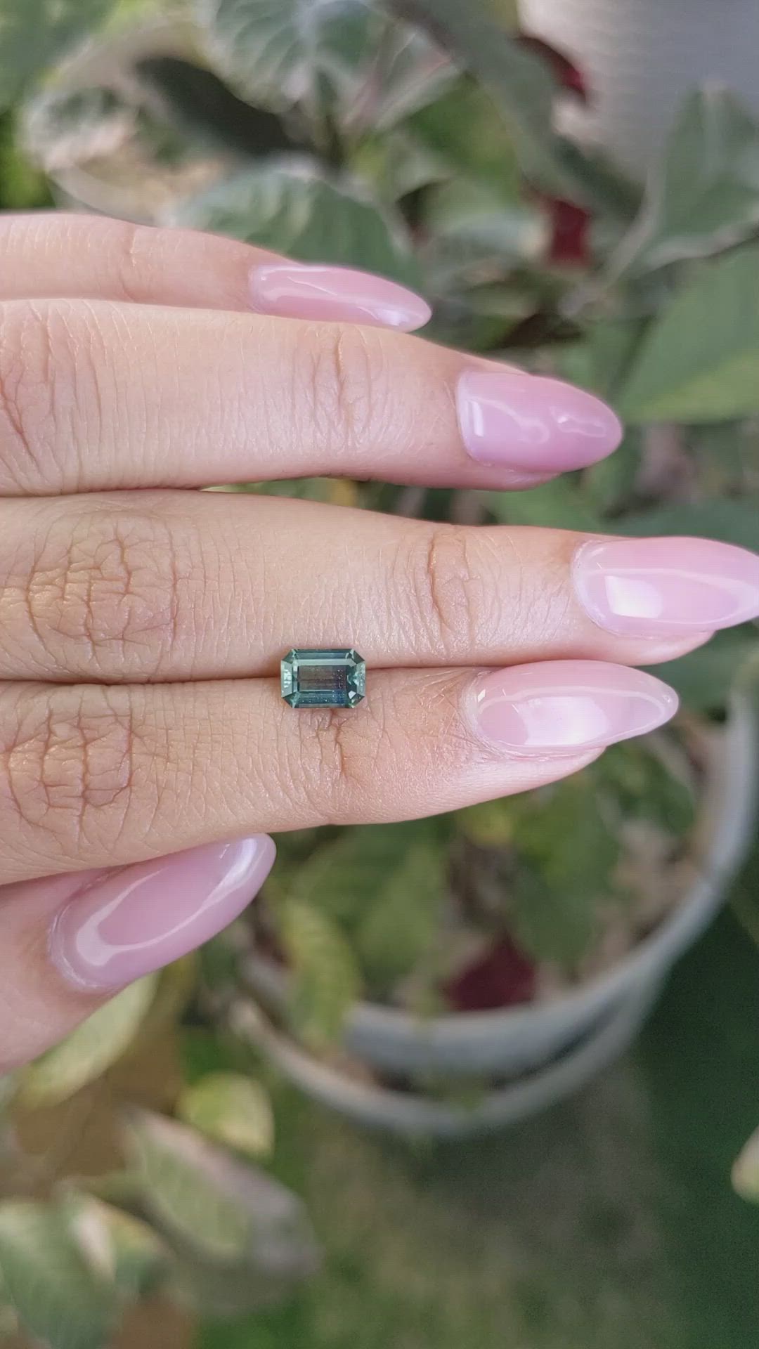 1.03 Ct. Bluish Green Sapphire from Madagascar Size Video