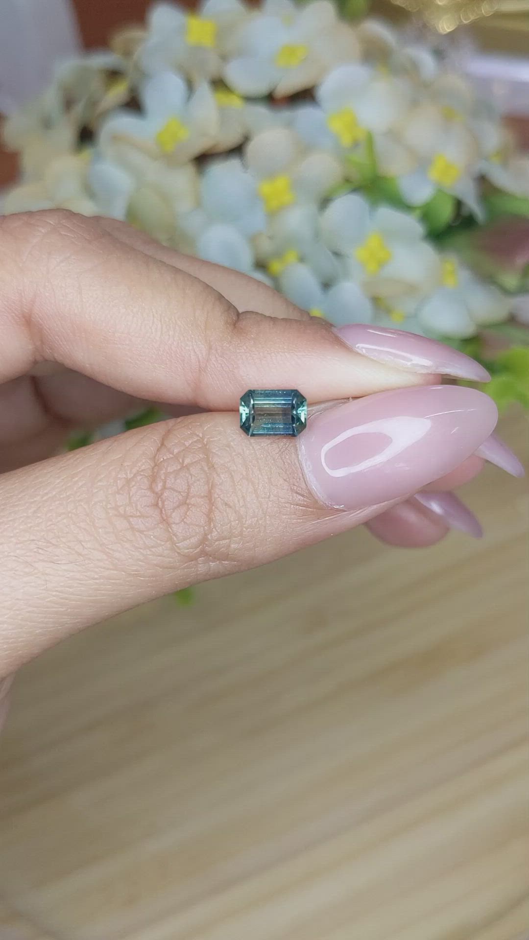 1.03 Ct. Bluish Green Sapphire from Madagascar Size Video