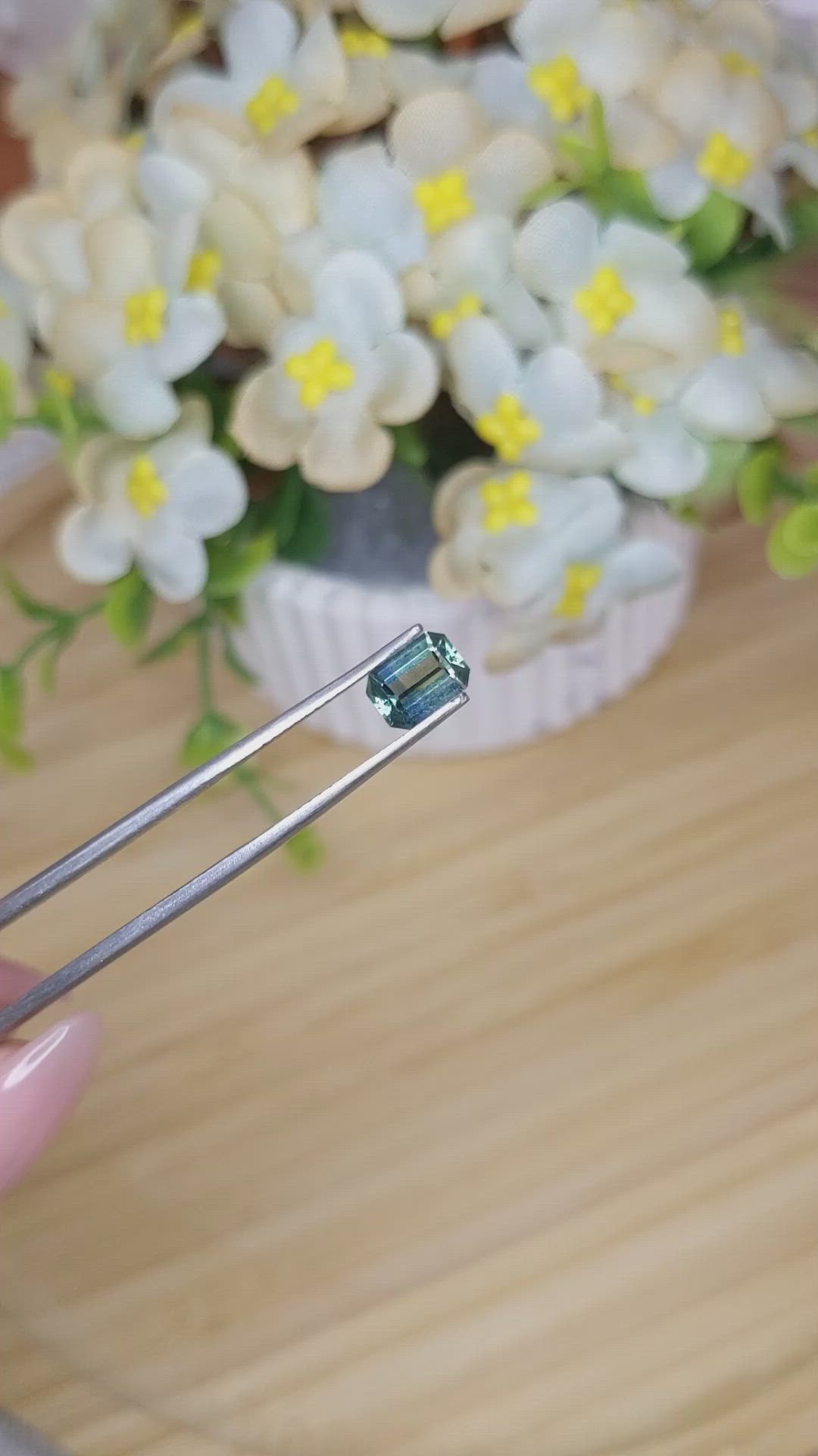 1.03 Ct. Bluish Green Sapphire from Madagascar Size Video