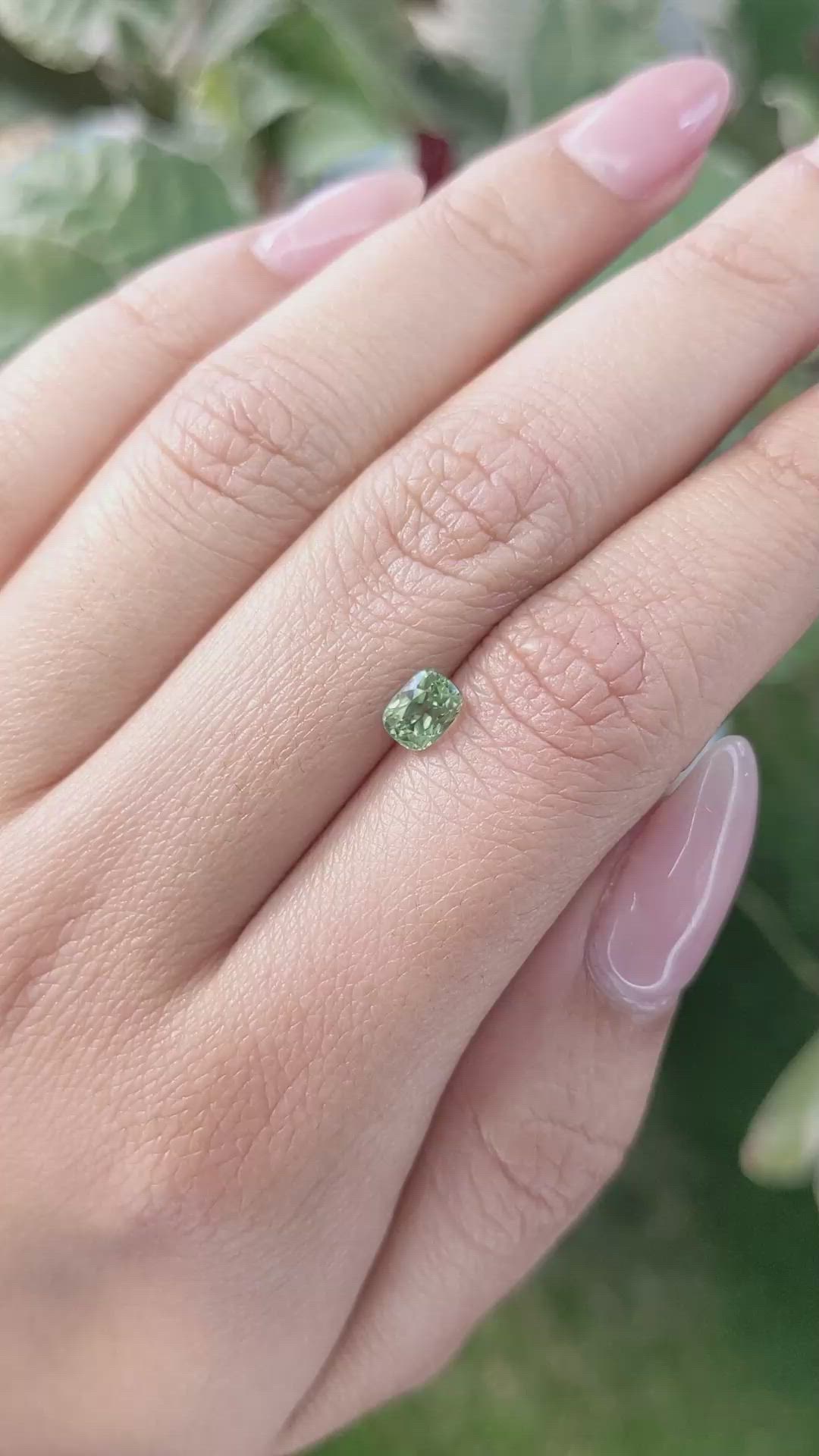 0.82 Ct. Yellowish Green Sapphire from Madagascar Size Video