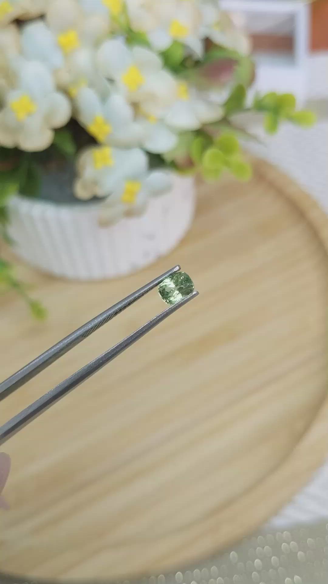 0.82 Ct. Yellowish Green Sapphire from Madagascar Size Video
