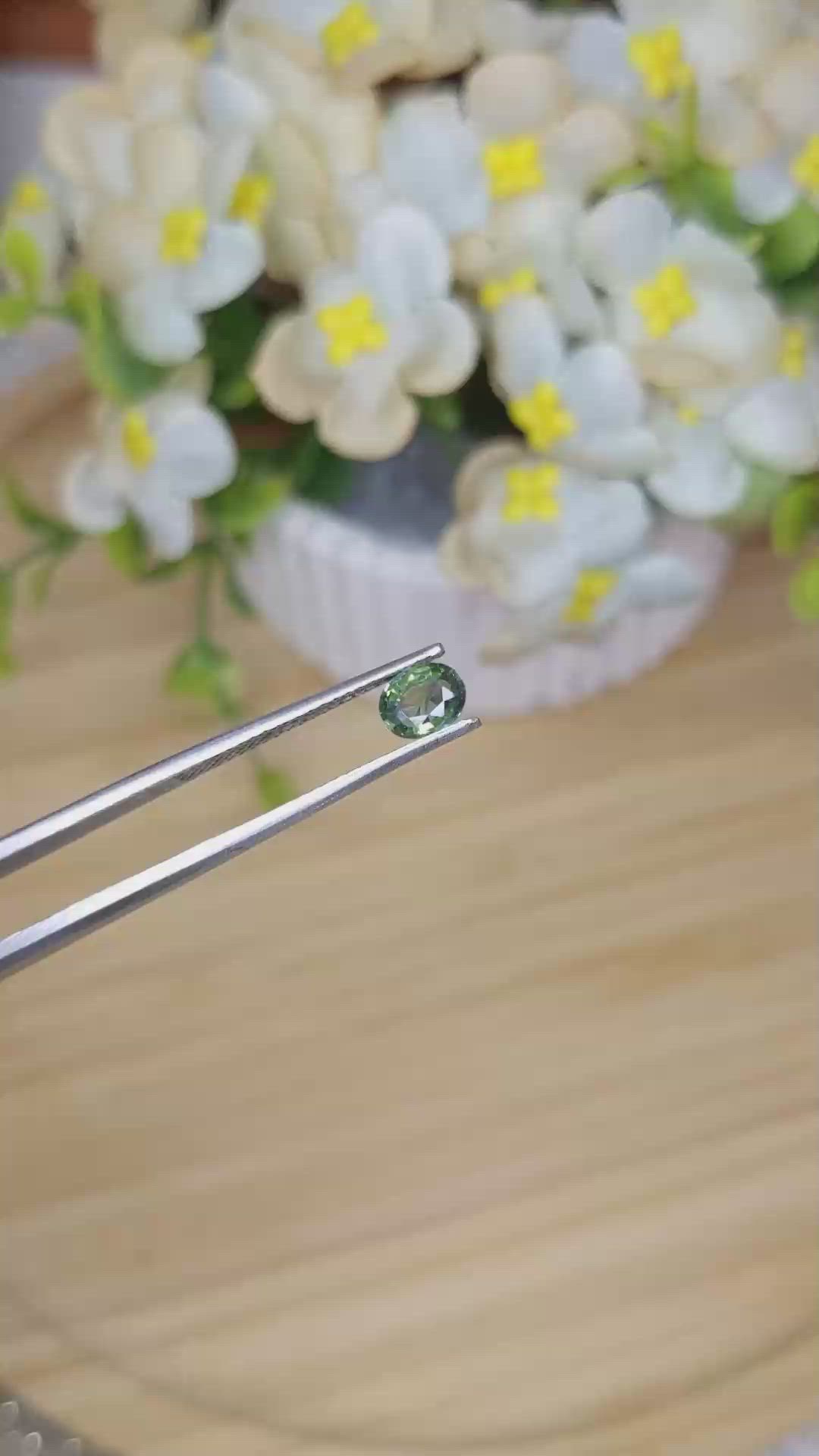0.56 Ct. Green Sapphire from Madagascar Size Video