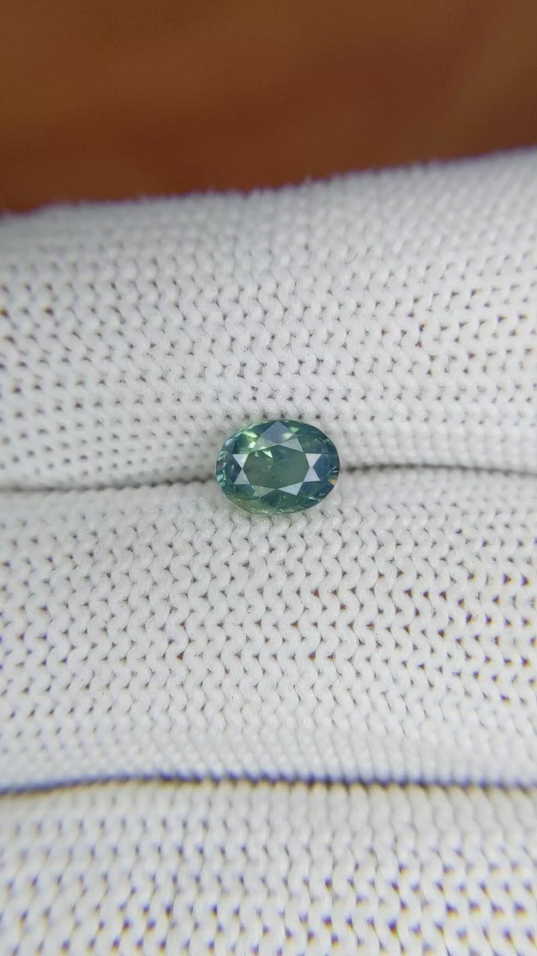 1.08 Ct. Bluish Green Sapphire from Madagascar Size Video