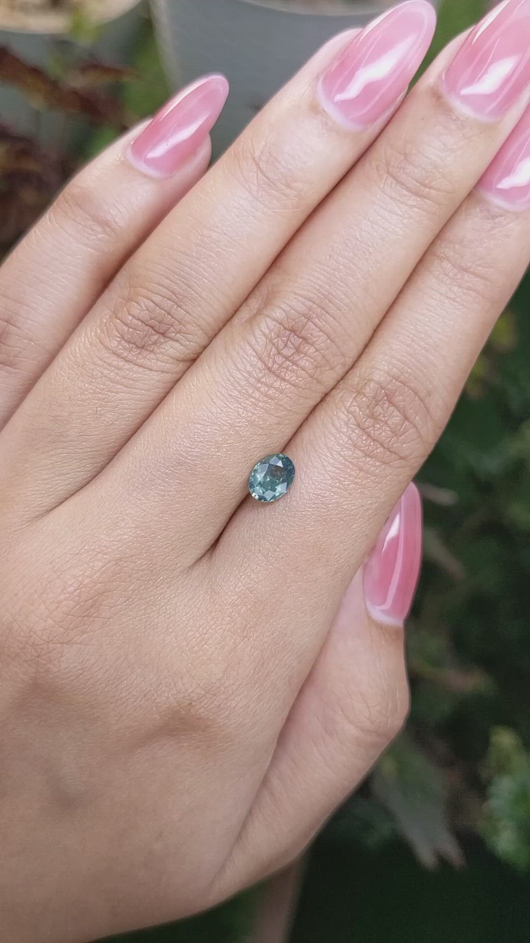 1.08 Ct. Bluish Green Sapphire from Madagascar Size Video