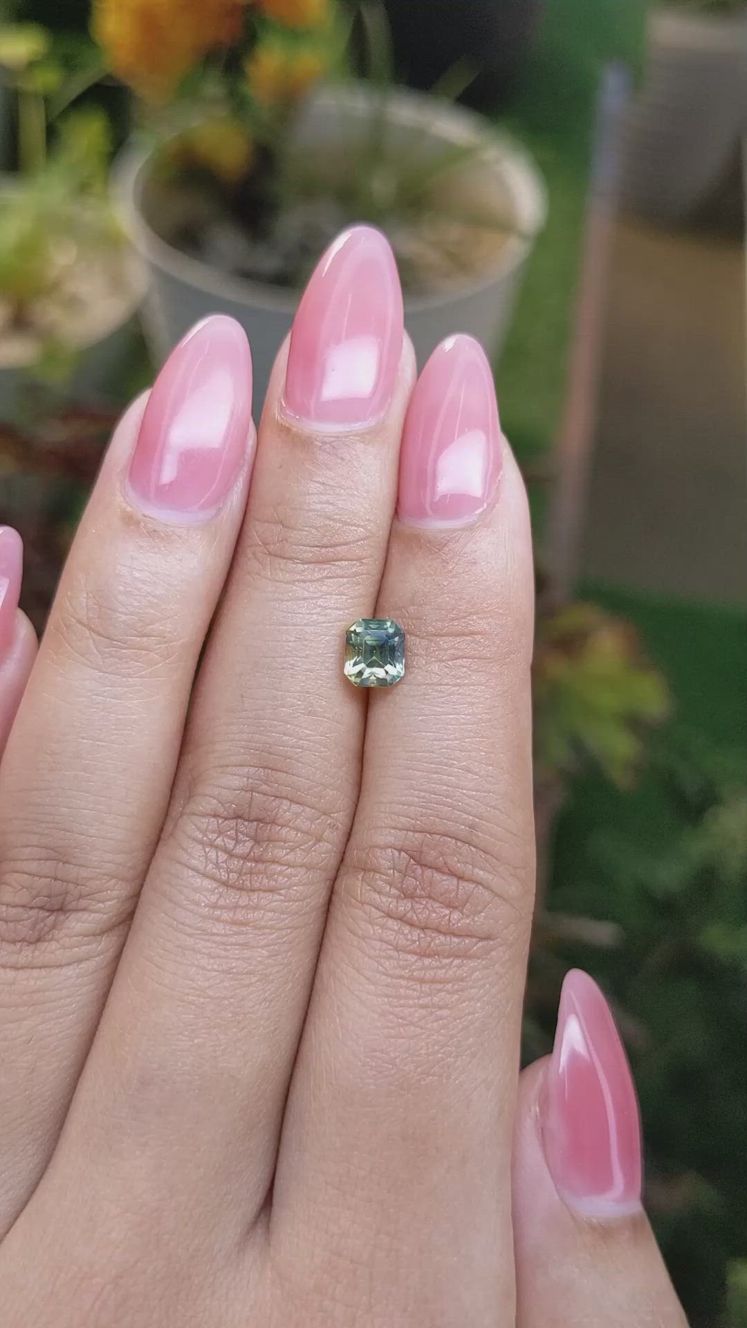 1.24 Ct. Yellowish Green Sapphire from Madagascar Size Video