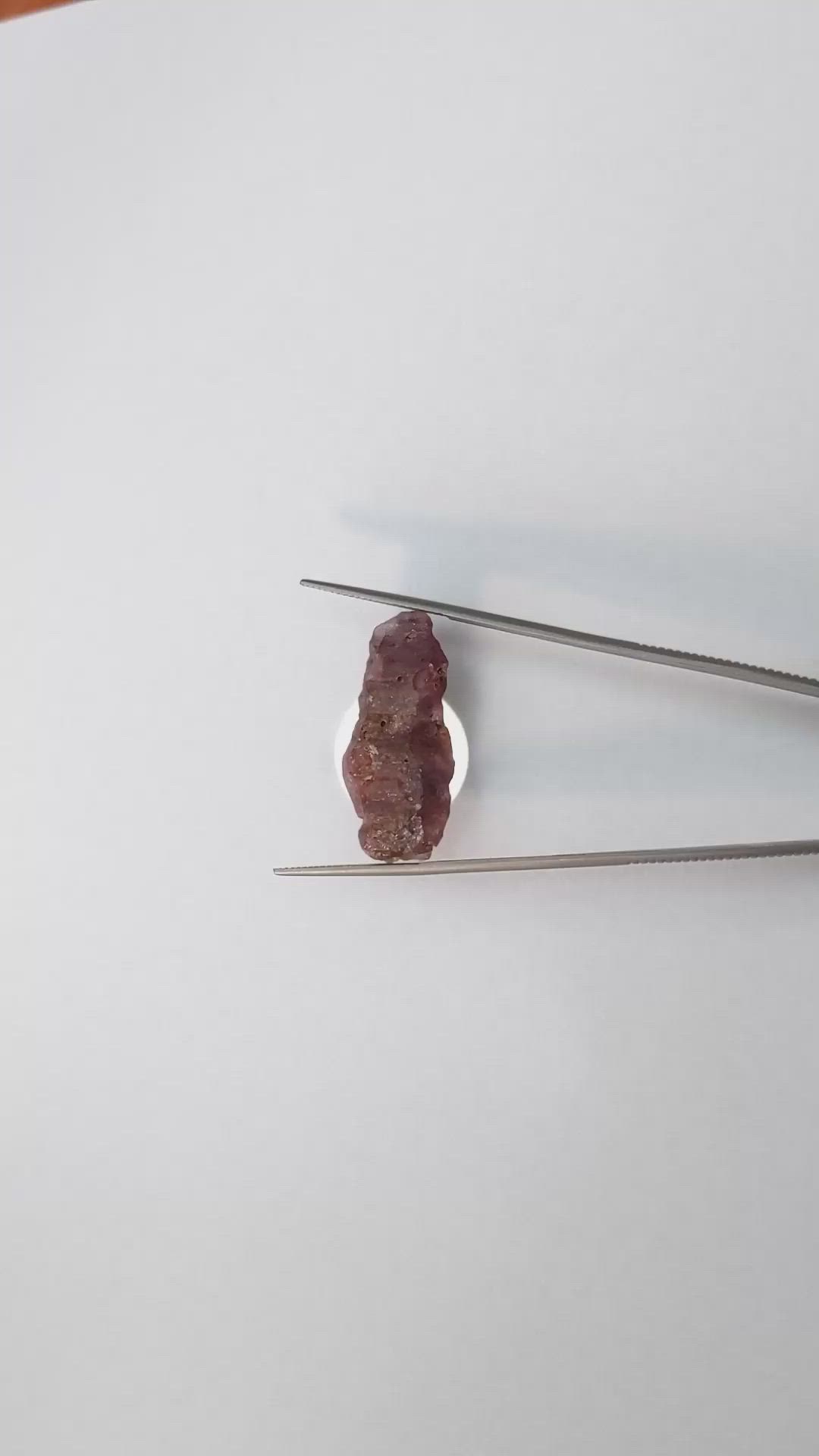 50.07 Ct. Purplish Pink Rough Sapphire Crystal from Ceylon (Sri Lanka) Size Video