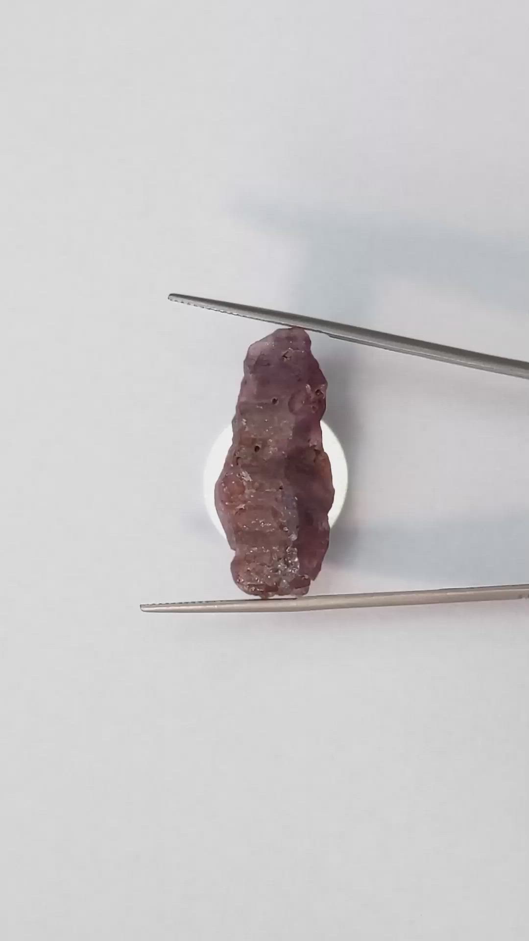 50.07 Ct. Purplish Pink Rough Sapphire Crystal from Ceylon (Sri Lanka) Size Video