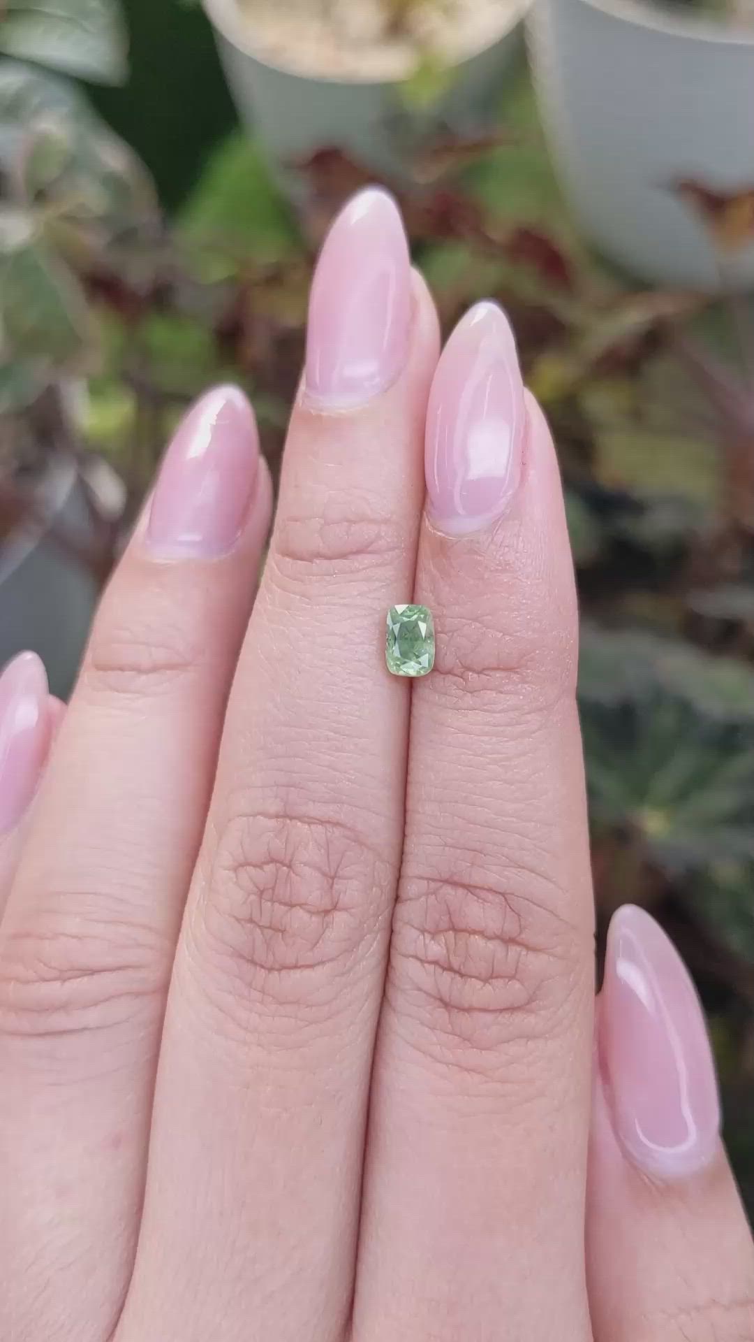 0.74 Ct. Yellowish Green Sapphire from Madagascar Size Video