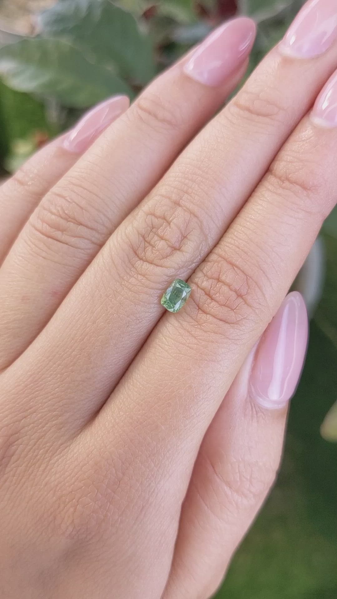 0.74 Ct. Yellowish Green Sapphire from Madagascar Size Video