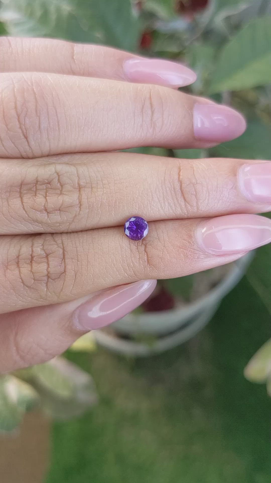 0.59 Ct. Pinkish Purple Sapphire from Ceylon (Sri Lanka) Size Video