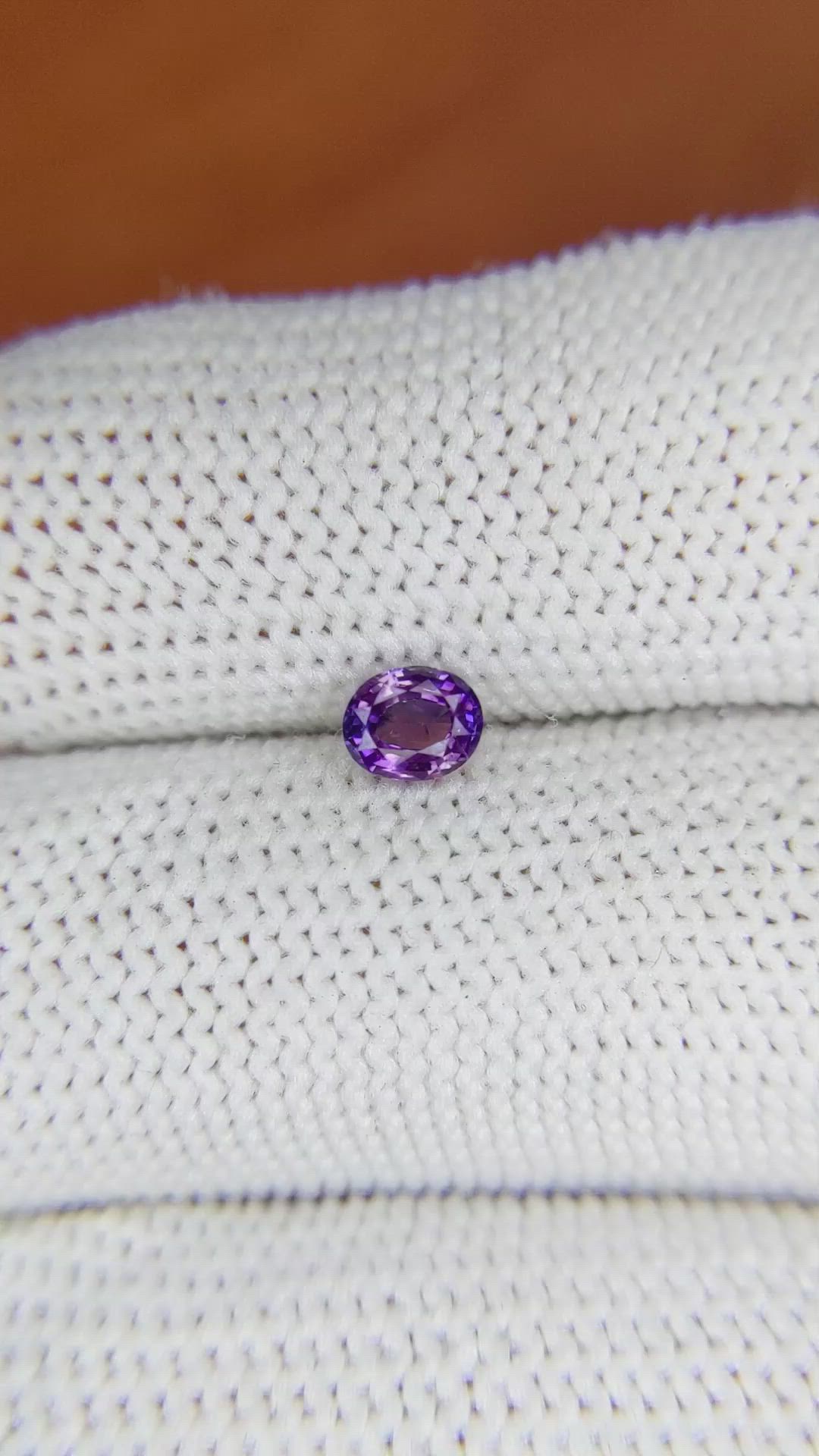 0.50 Ct. Pinkish Purple Sapphire from Ceylon (Sri Lanka) Size Video