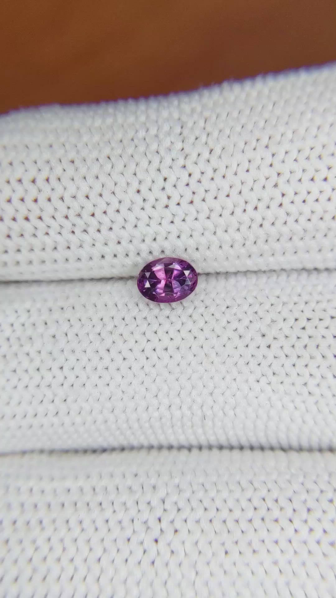 0.57 Ct. Pinkish Purple Sapphire from Ceylon (Sri Lanka) Size Video