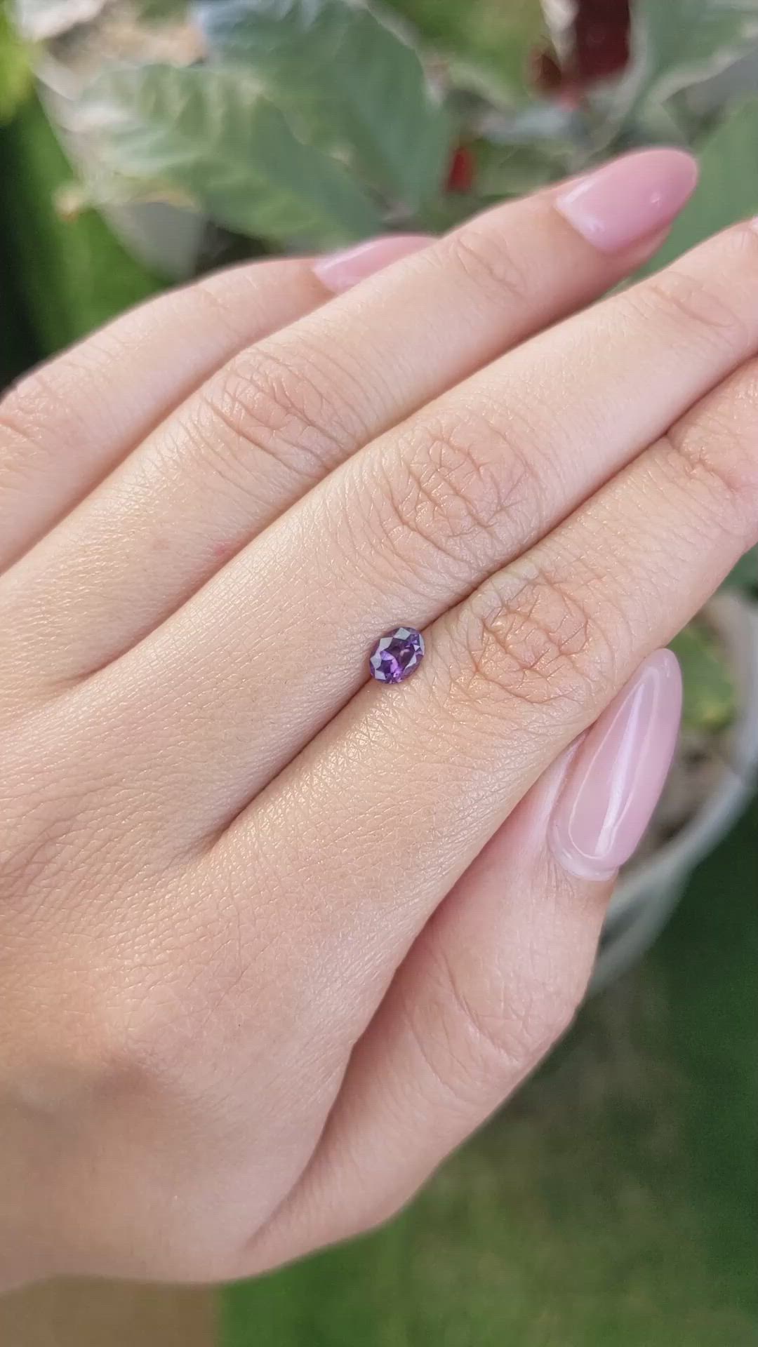 0.57 Ct. Pinkish Purple Sapphire from Ceylon (Sri Lanka) Size Video