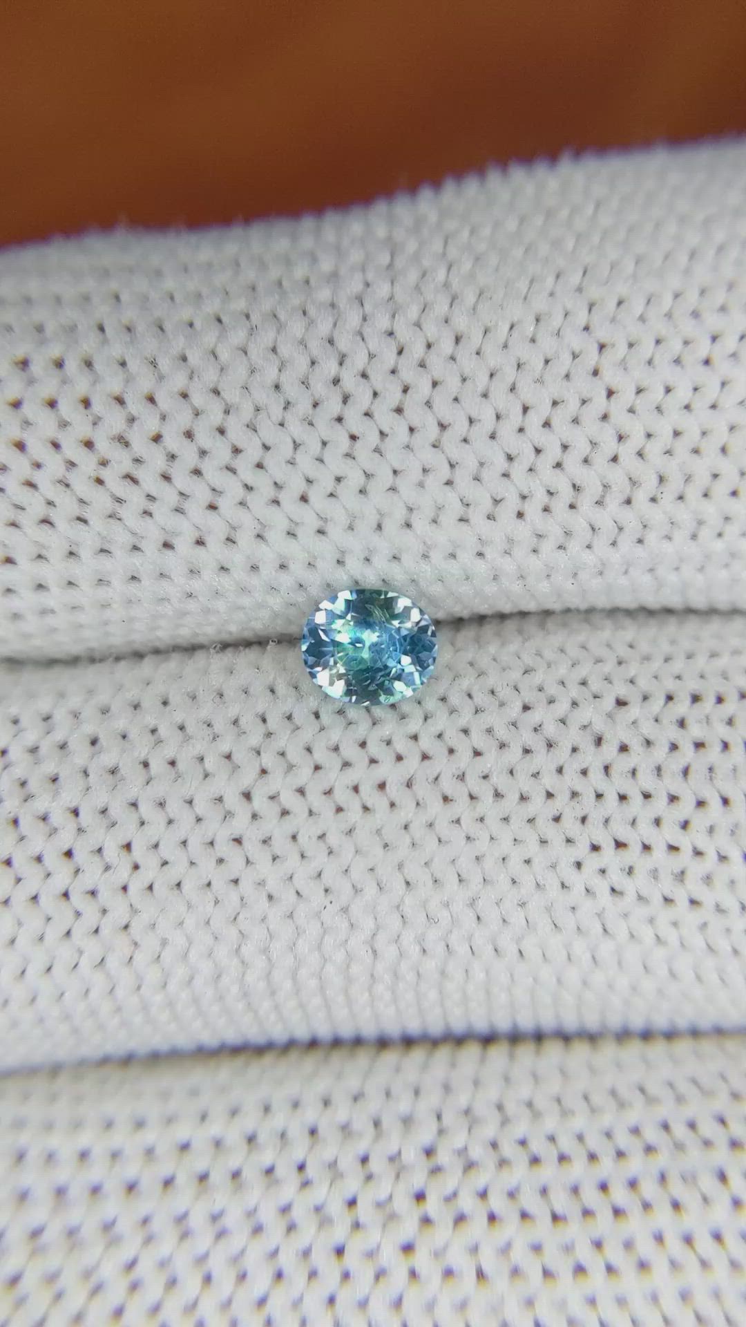 0.44 Ct. Greenish Blue Sapphire from Ceylon (Sri Lanka) Size Video